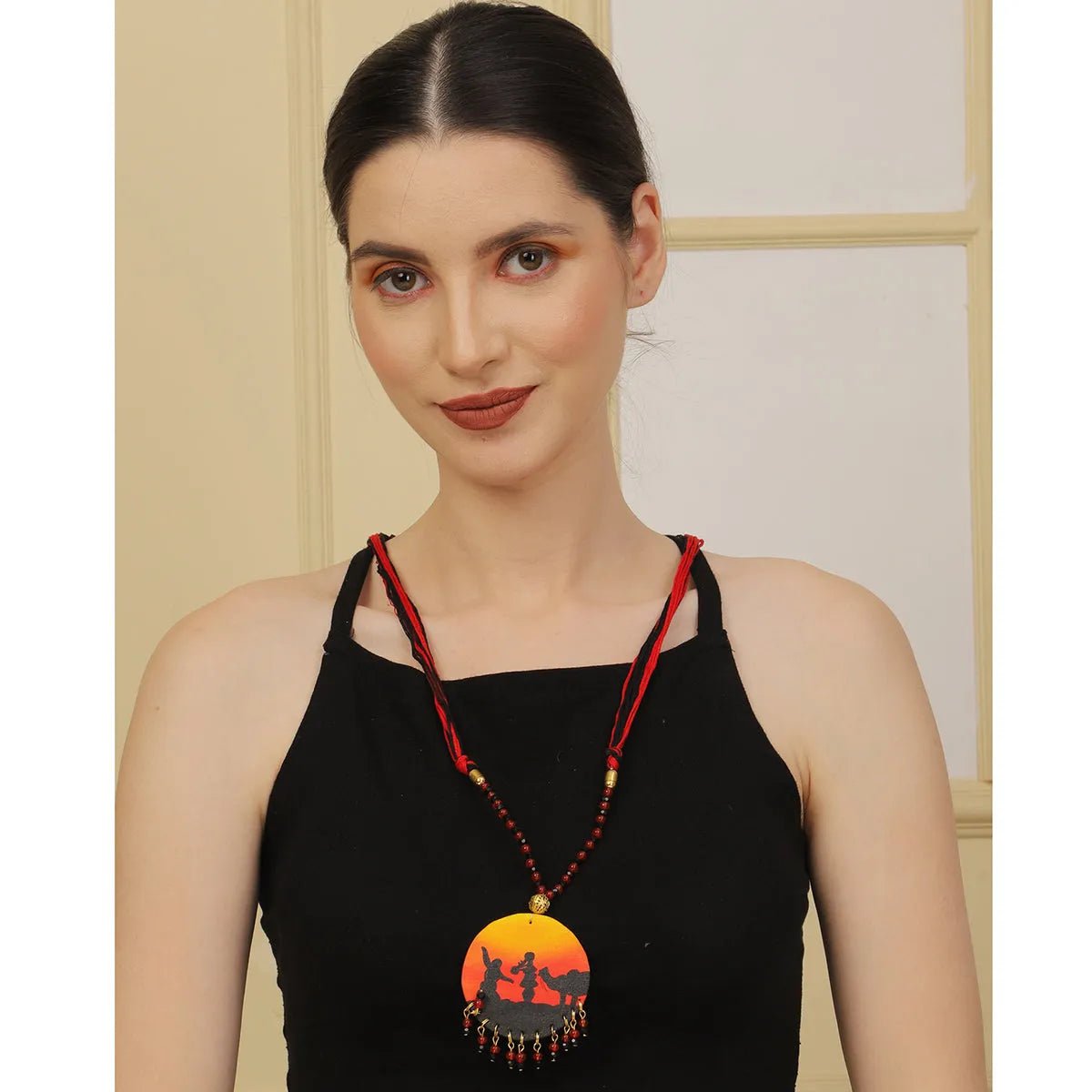 Folklore Modern Multi Color Hand Painted (Necklace) HP - NP - KHOJ.CITY