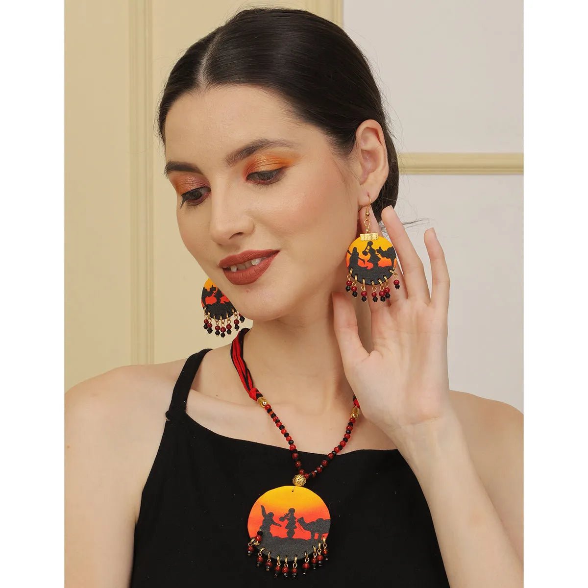 Folklore Modern Multi Color Hand Painted (Necklace set) HP - NP - KHOJ.CITY