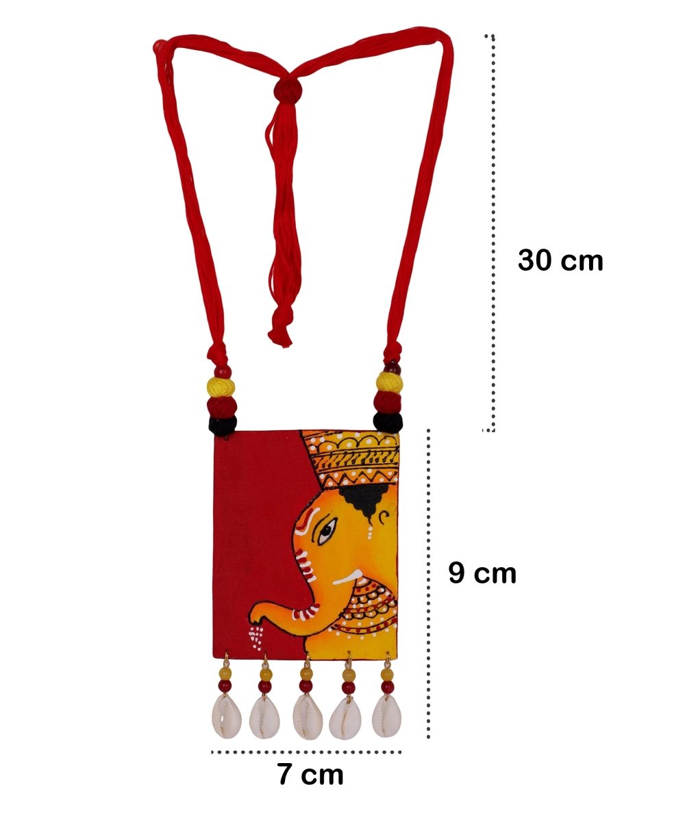 Ganarajya Mumbai Cha Ganesha Traditional Multi Color Hand Painted (Necklace Set) HP - NP - 135 - KHOJ.CITY