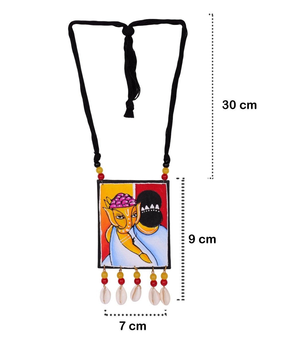 Gaurisuta Mumbai Cha Ganesha Traditional Multi Color Hand Painted (Necklace Set) HP - NP - 136 - KHOJ.CITY