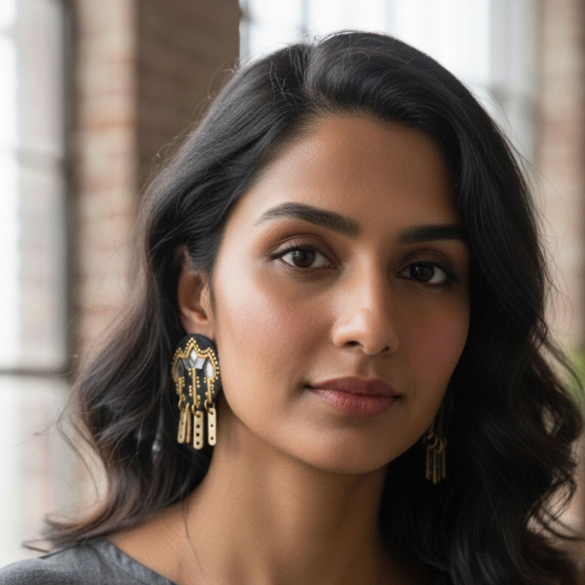 Gemma Multi Color Hand Painted Drop (Earrings) HP - ER - KHOJ.CITY