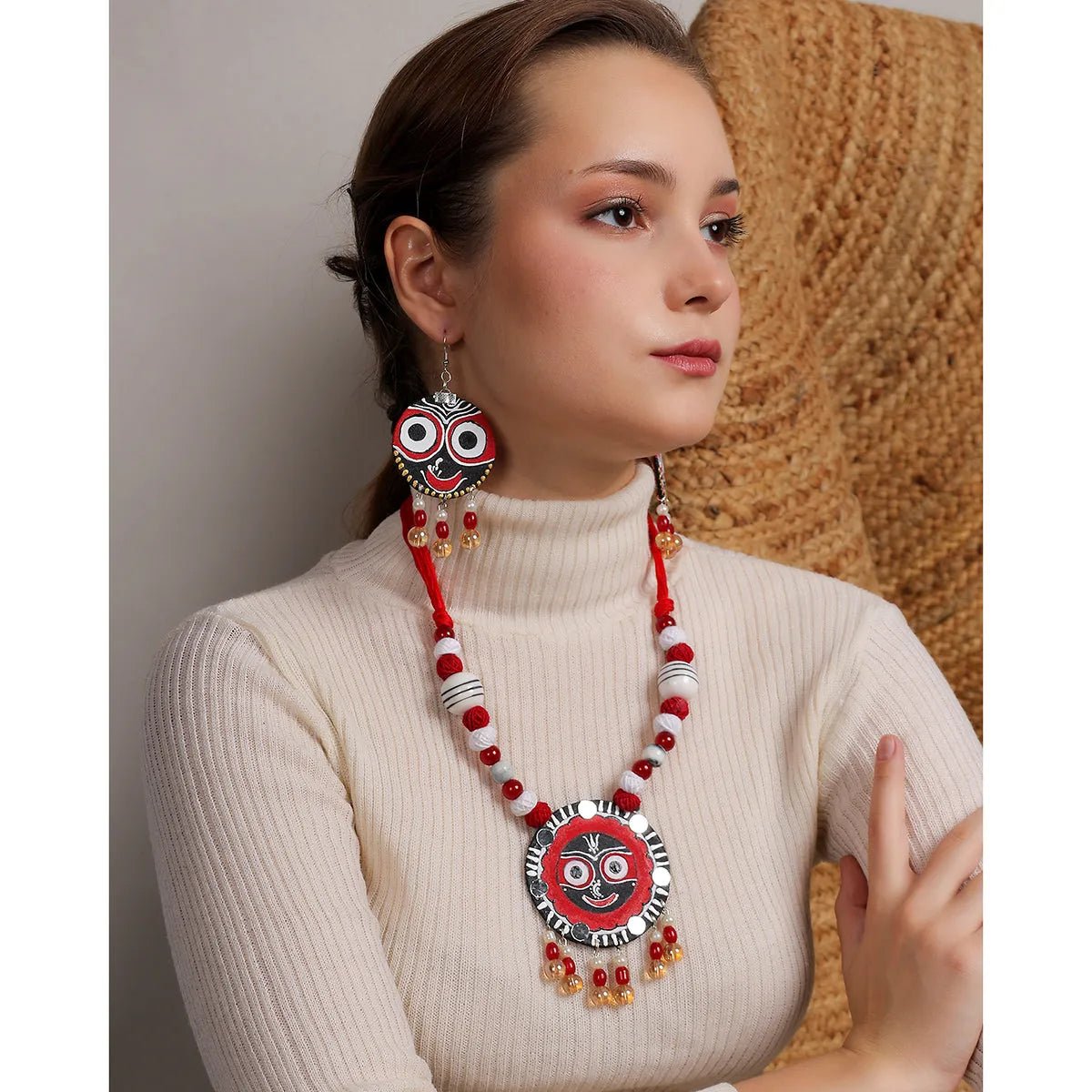 Govinda Puri Jagannath Traditional Multi Color Hand Painted (Necklace Set) HP - NP - 187 - KHOJ.CITY