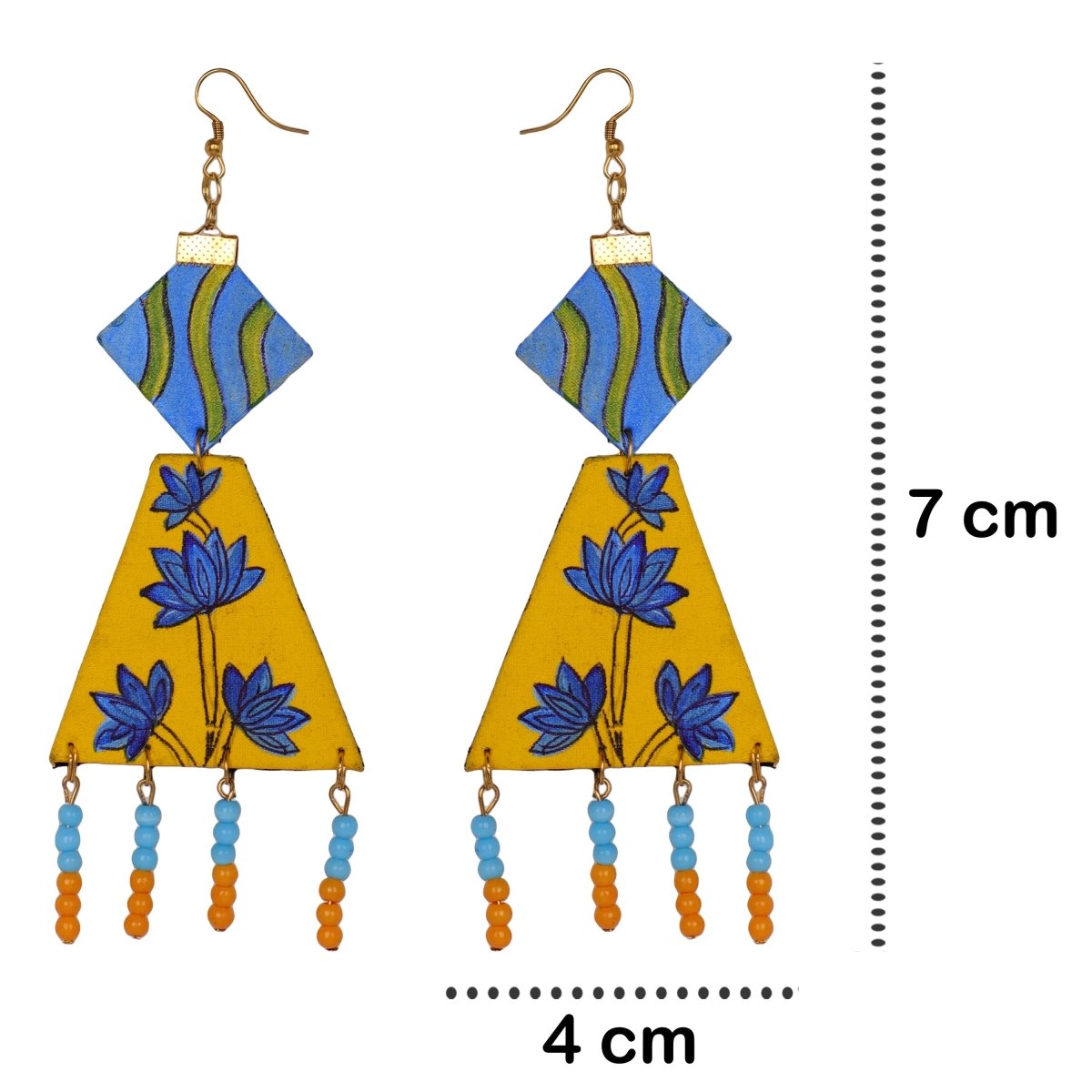 Hana Traditional Multi Color Hand Painted Drop (Earrings) HP - ER - 066 - KHOJ.CITY