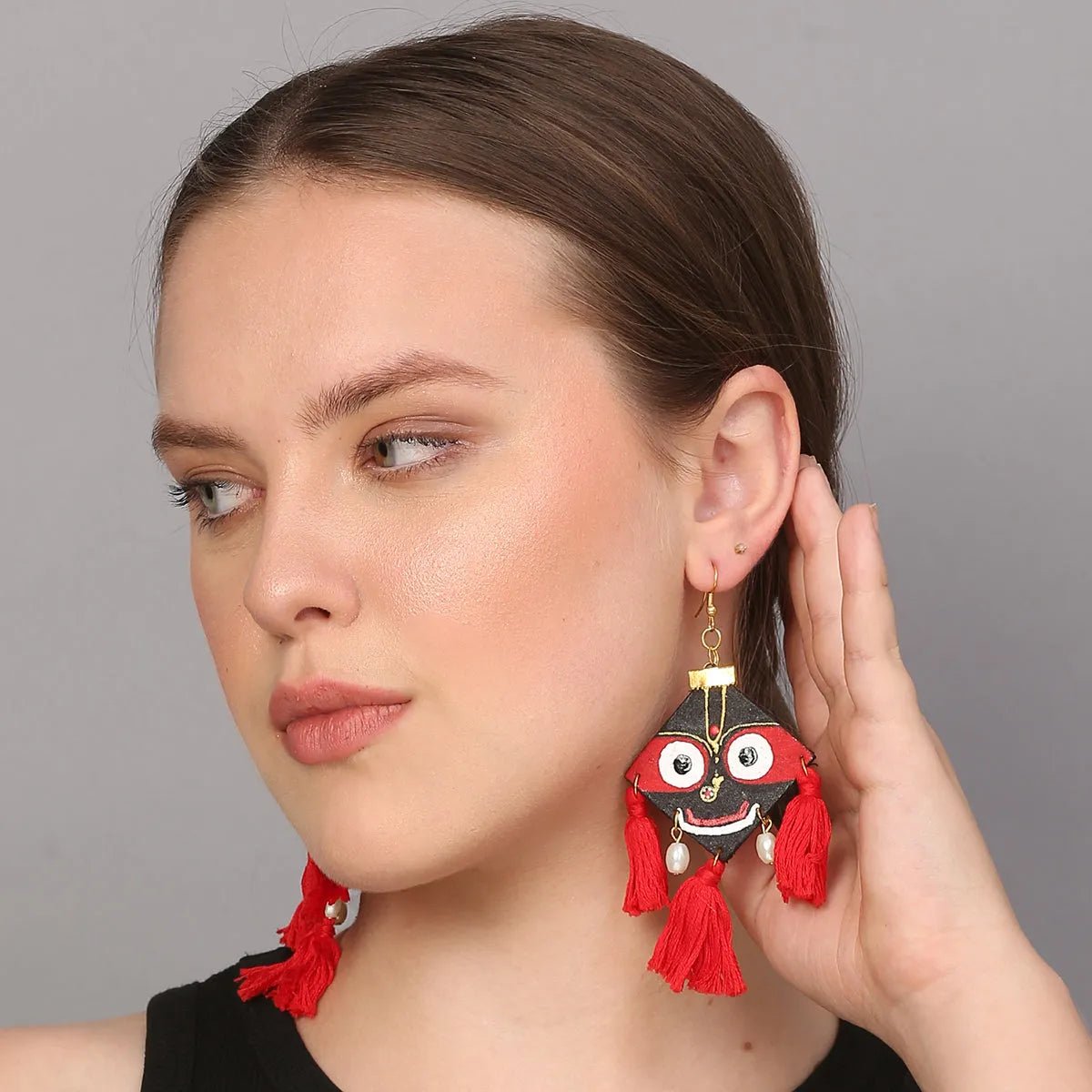 Hari Jagannath Traditional Multi Color Hand Painted Drop (Earrings) HP - ER - 153 - KHOJ.CITY