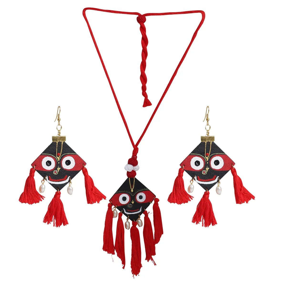 Hari Jagannath Traditional Red Handmade (Necklace set) HP - NP - KHOJ.CITY