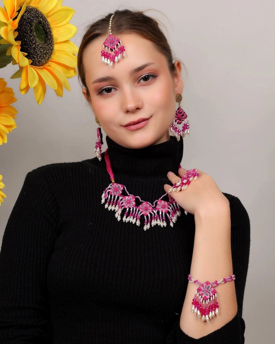 Harper Mirror Classic Multi Color Handmade Bridal Jewelry (Shaadi Set) - 005 - KHOJ.CITY