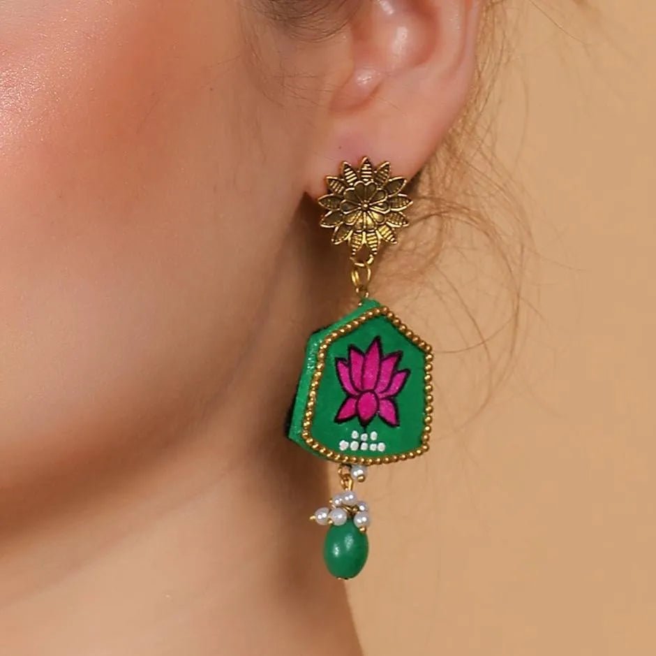 Hemlata Traditional Green Hand Painted (Necklace Set) HP - NP - 190 - KHOJ.CITY
