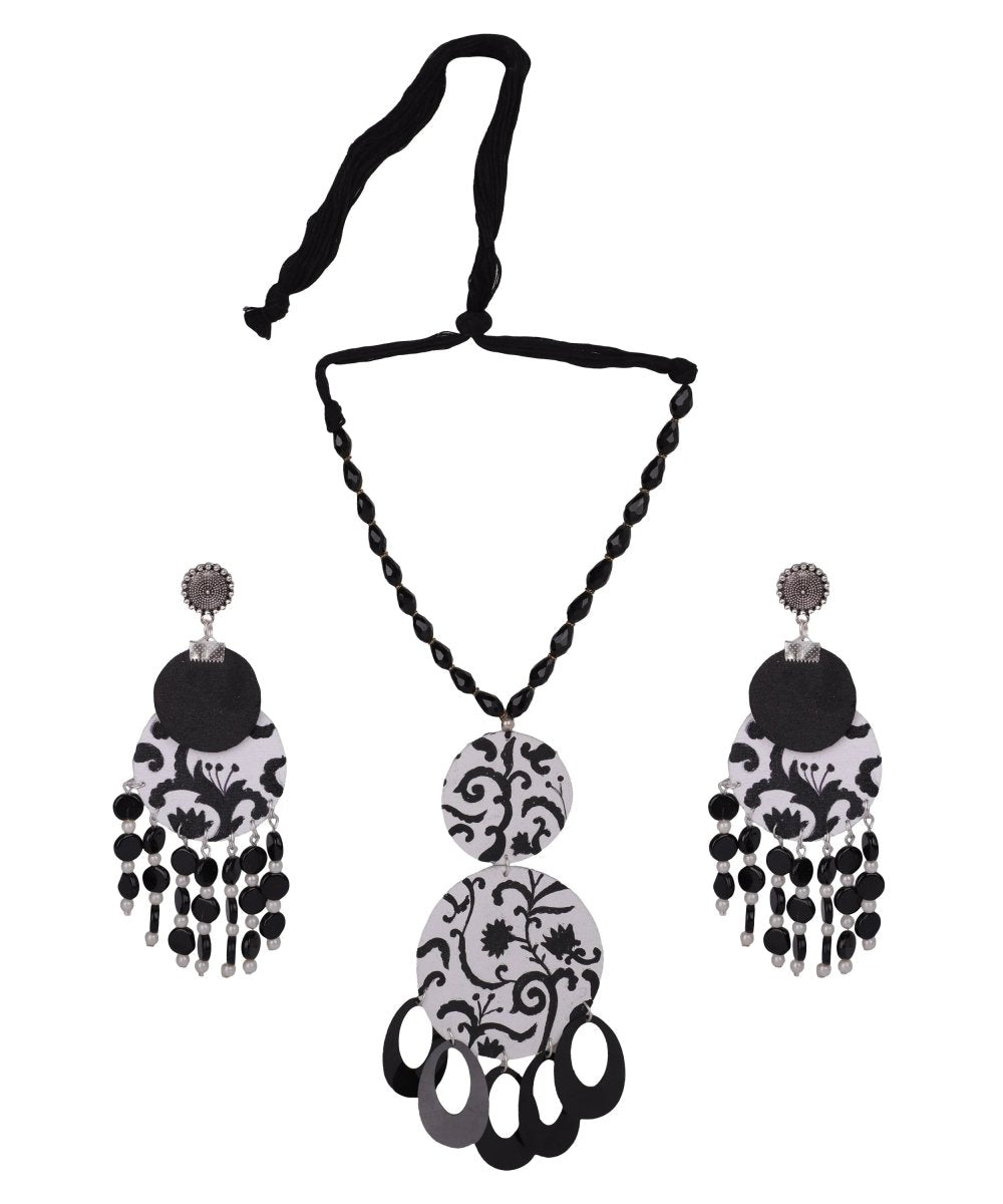 Jet Black Classic Multi Color Hand Painted (Necklace Set) HP - NP - 192 - KHOJ.CITY