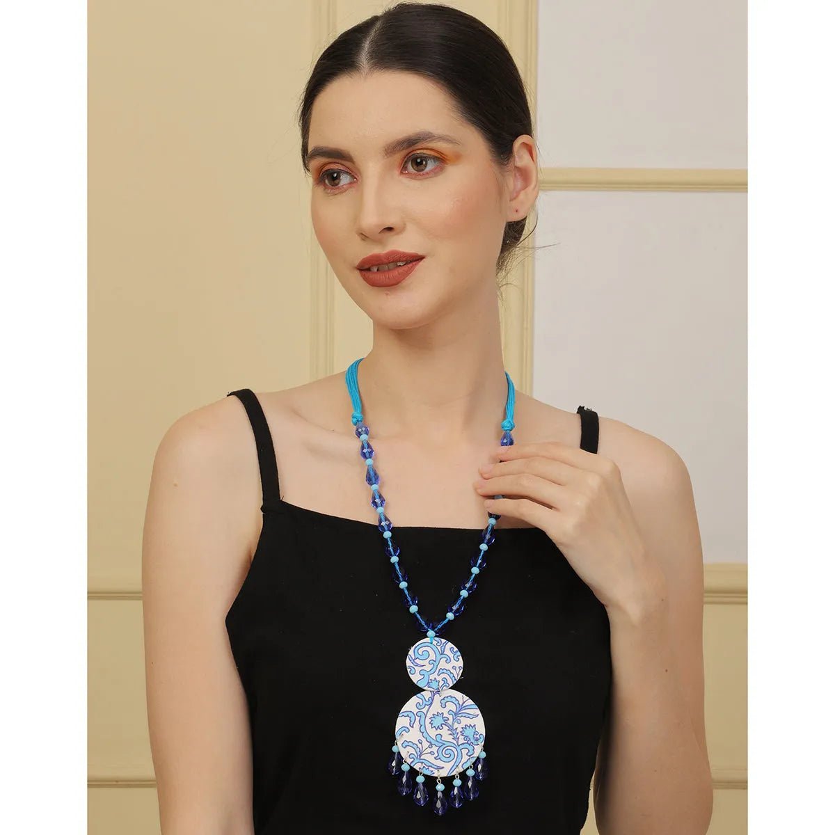 Jet Blue Classic Multi Color Hand Painted (Necklace) HP - NP - KHOJ.CITY