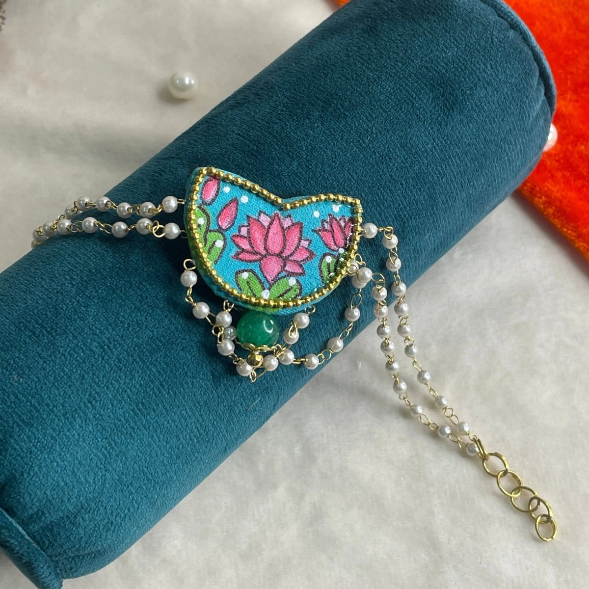 Kaatyayani Traditional Teal Blue Hand Painted (Bracelet) HP - BR - 015 - KHOJ.CITY