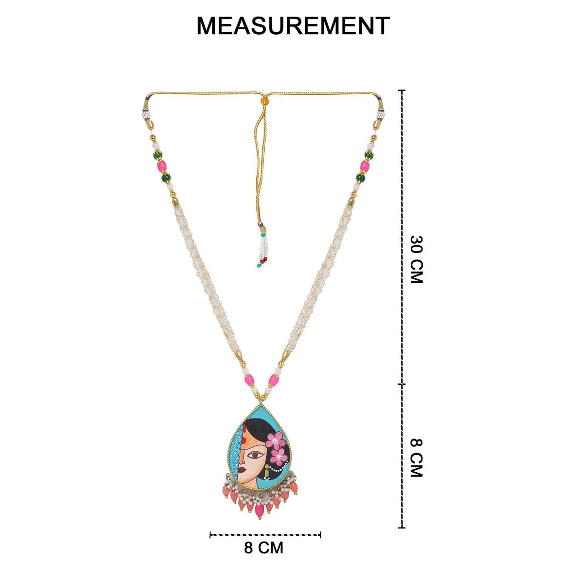 Kalyani Classic Teal Blue Hand Painted (Necklace) HP - NP - 049 - KHOJ.CITY