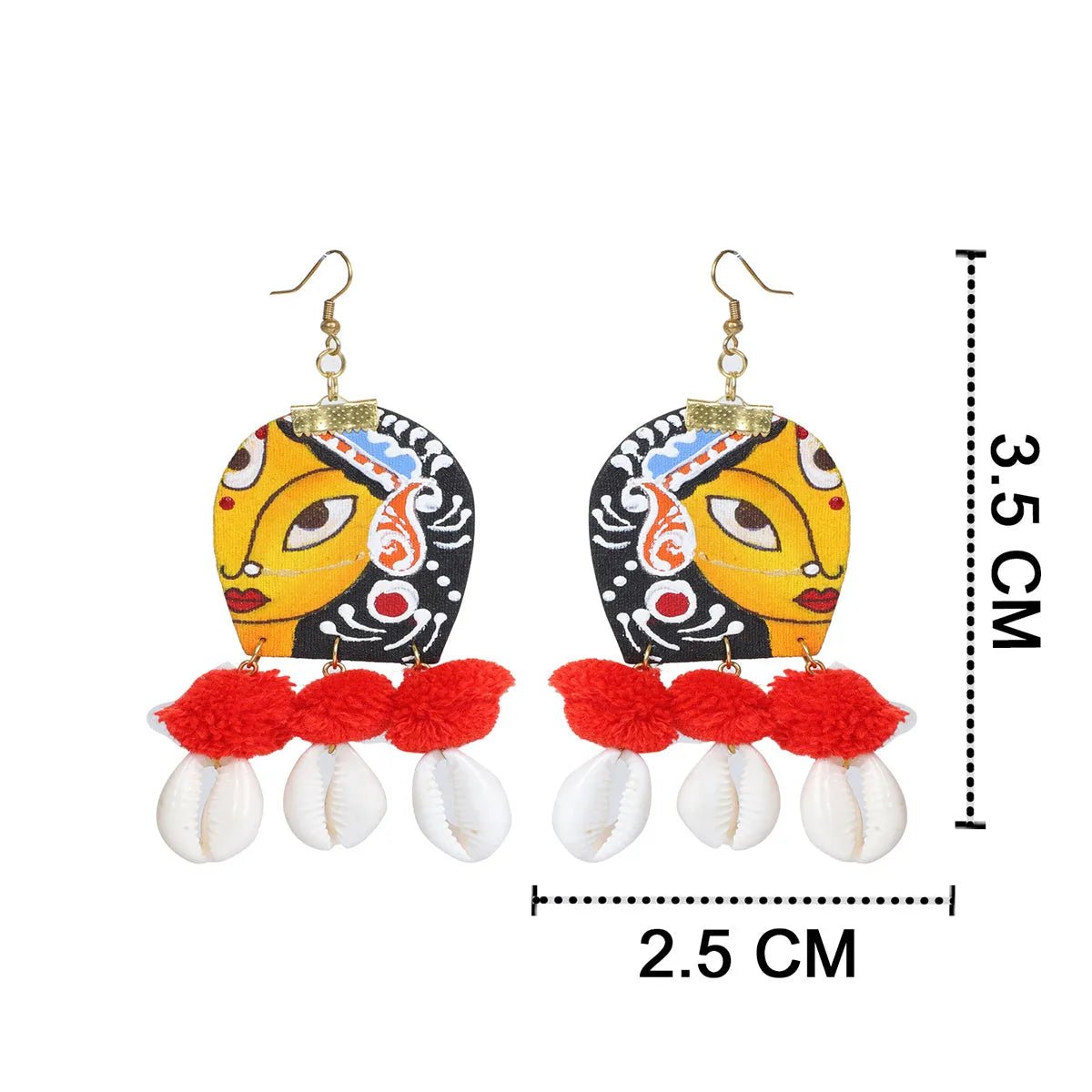 Kapalini Durga Traditional Multi Color Hand Painted Drop (Earrings) HP - ER - 090 - KHOJ.CITY