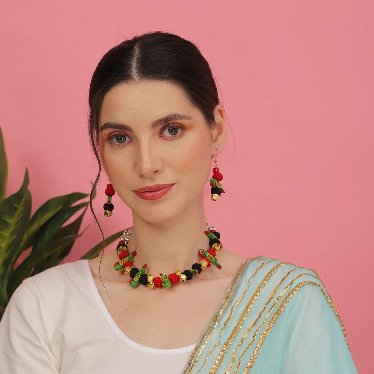 Keers Parrot Bohemian Multi Color Handmade (Choker Set) HM - NP - 007 - KHOJ.CITY