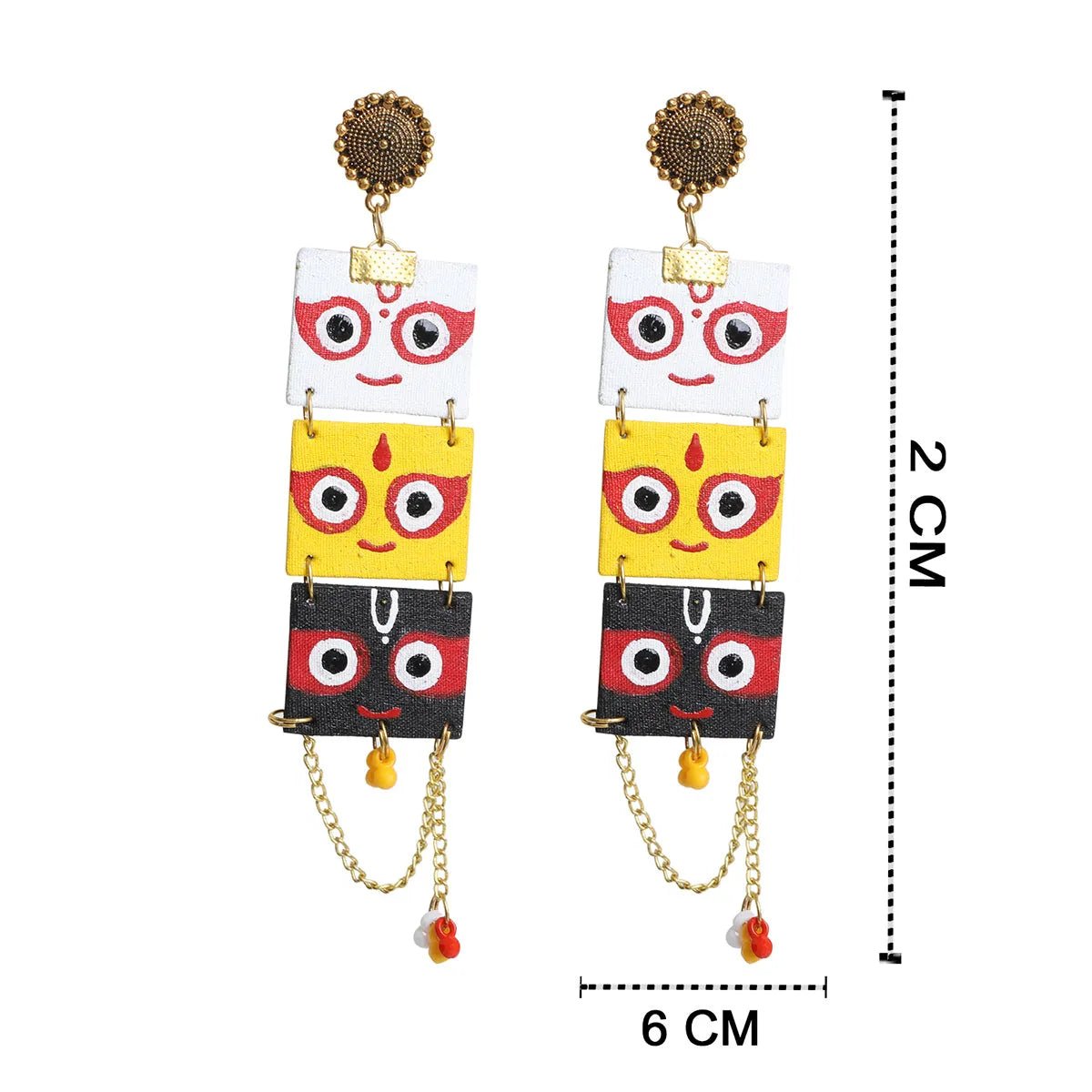 Keshava Puri Jagannath Traditional Multi Color Hand Painted Drop (Earrings) HP - ER - 160 - KHOJ.CITY