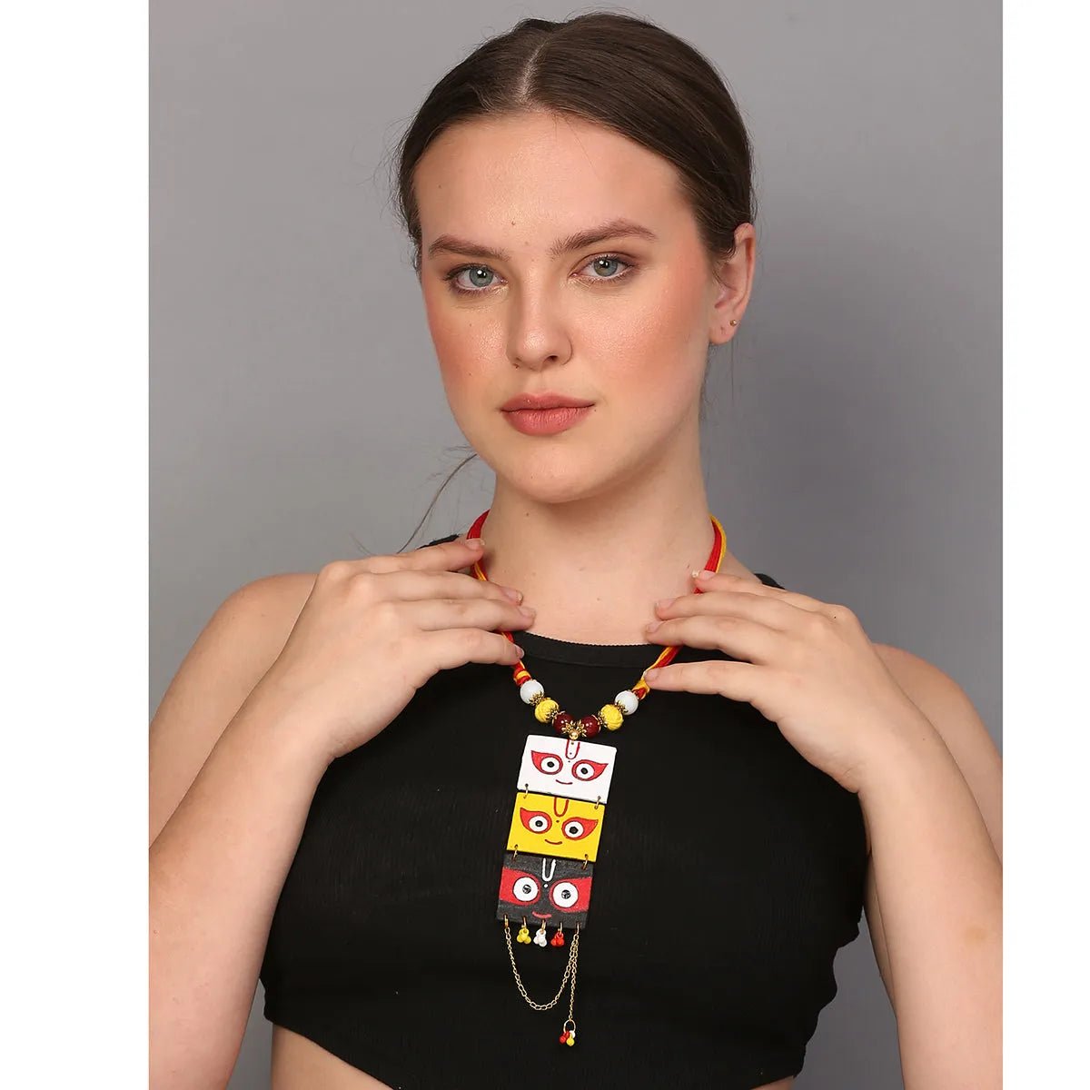 Keshava Puri Jagannath Traditional Multi Color Hand Painted (Necklace) HP - NP - 149 - KHOJ.CITY