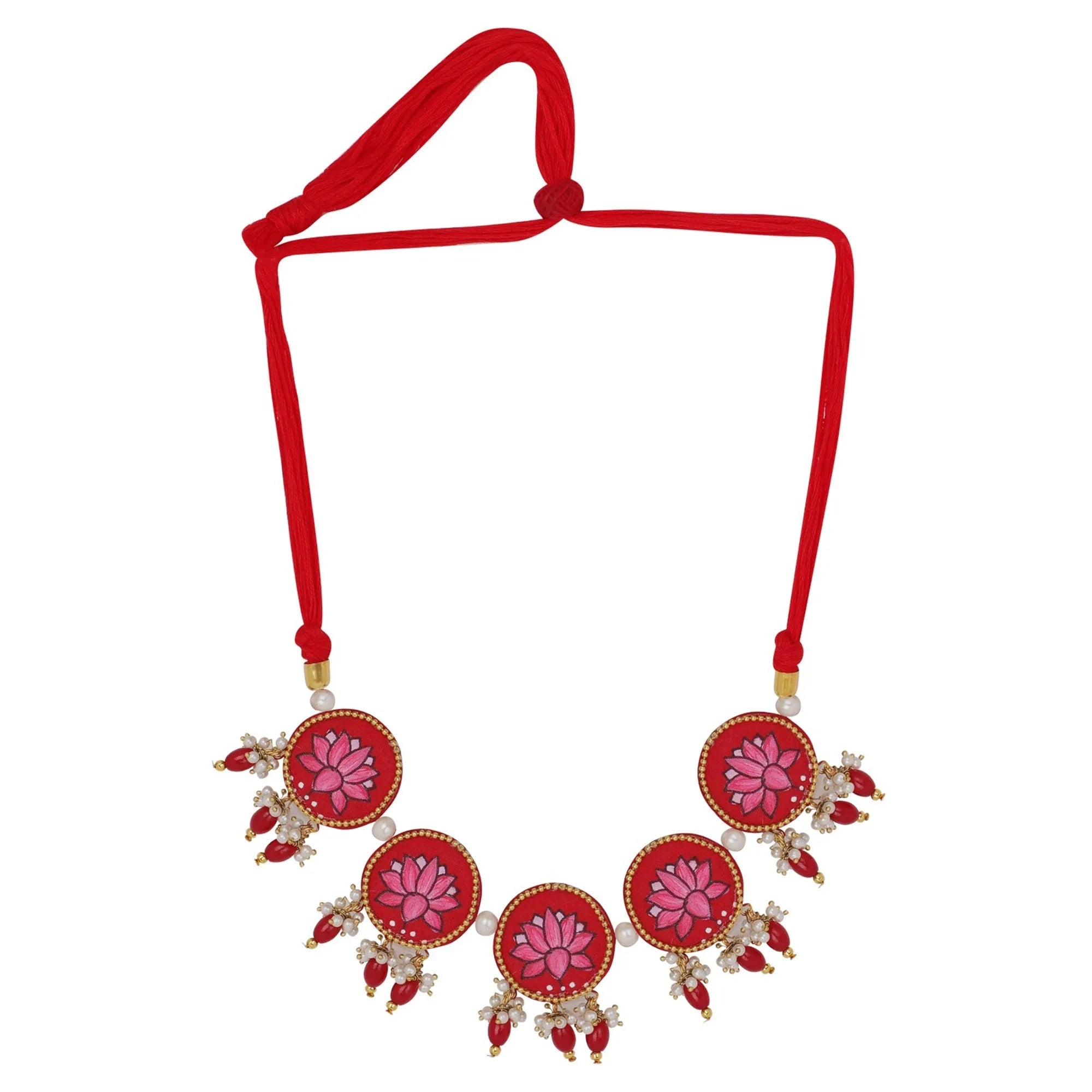 Aasiya Classic Red Hand Painted (Necklace/Choker) HP-NP-164 - KHOJ.CITY