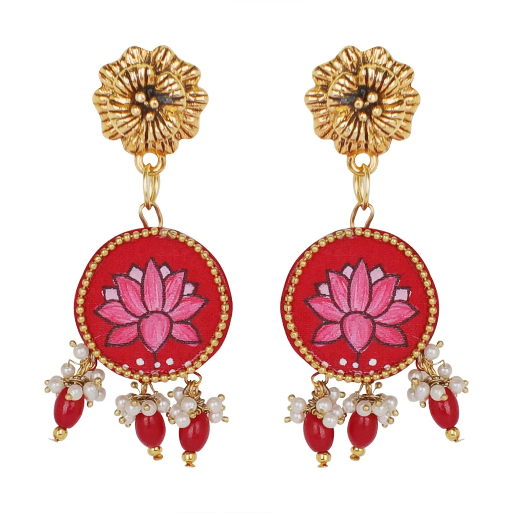 Aasiya Classic Multi Color Hand Painted Drop (Earrings) HP-ER-002 - KHOJ.CITY