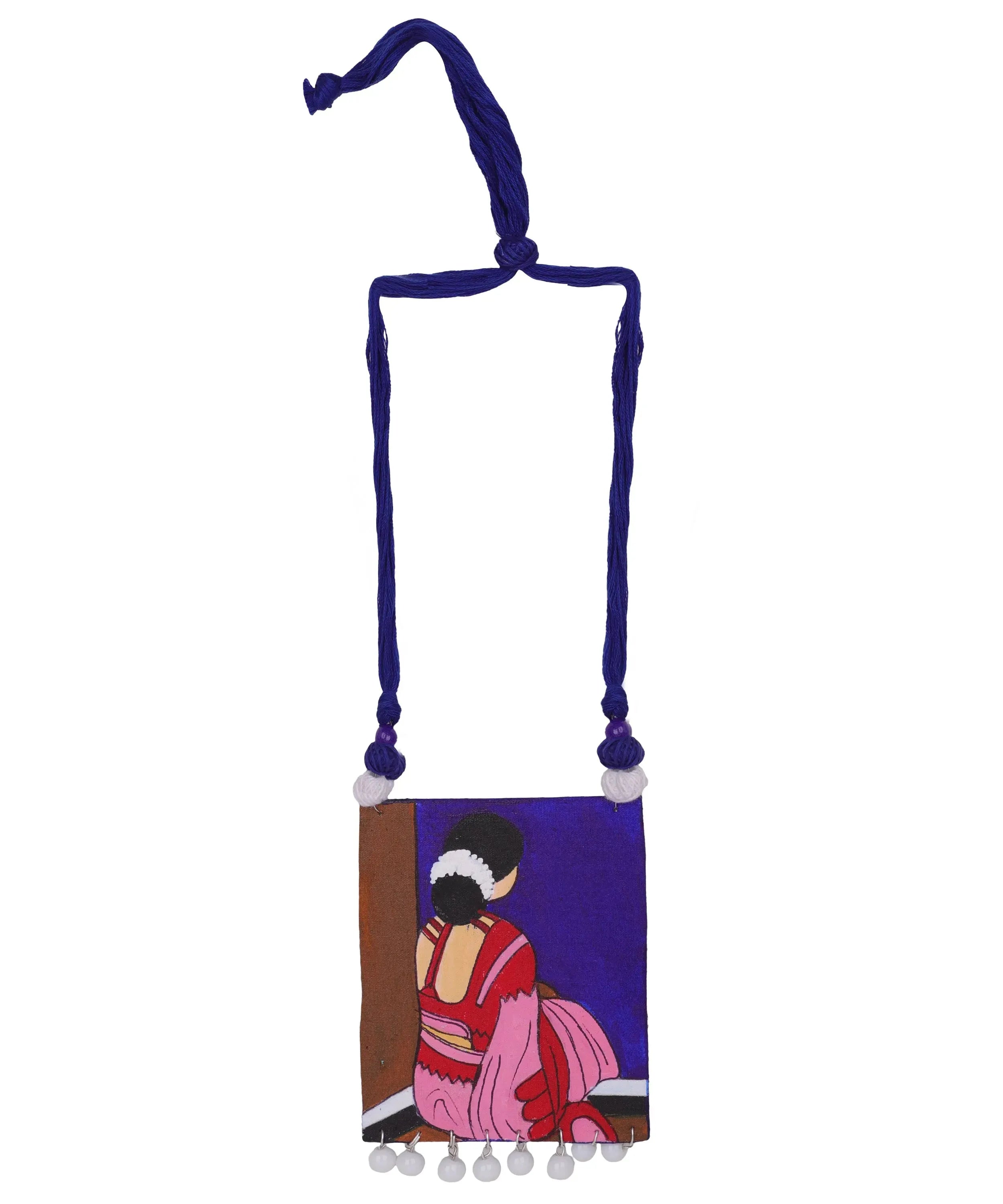Abstract Bohemian Blue Hand Painted (Necklace Set) HP-NP-167 - KHOJ.CITY