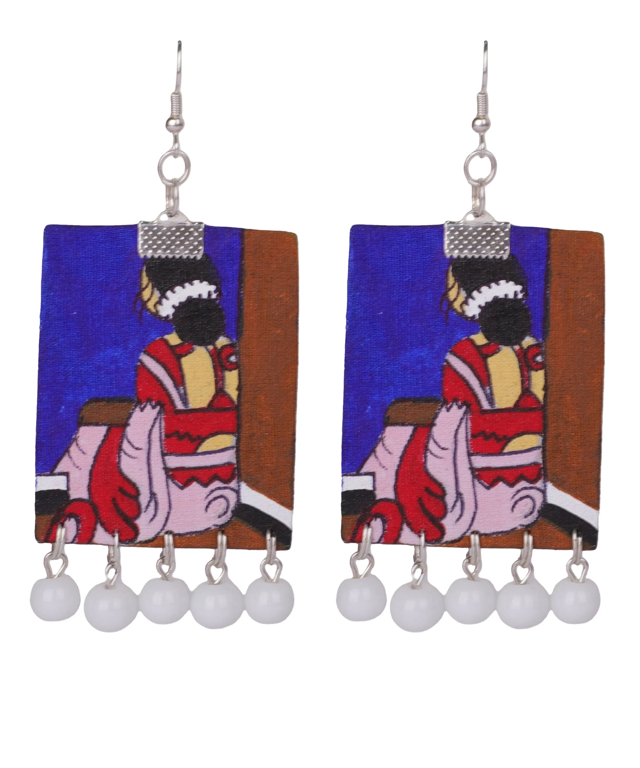 Abstract Bohemian Blue Hand Painted (Necklace Set) HP-NP-167 - KHOJ.CITY