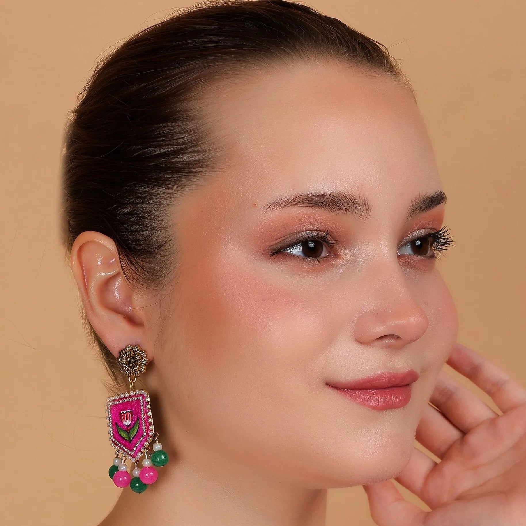 Acacia Bohemian Multi Color Hand Painted Drop (Earrings) HP-ER-004 - KHOJ.CITY