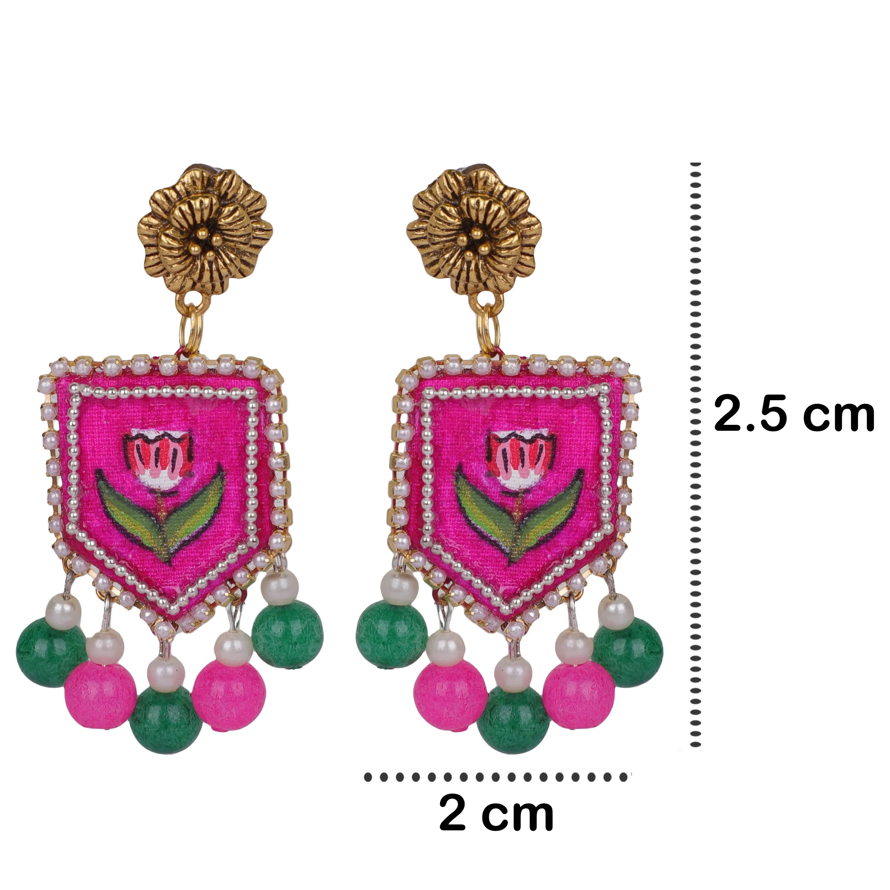 Acacia Bohemian Multi Color Hand Painted Drop (Earrings) HP-ER-004 - KHOJ.CITY