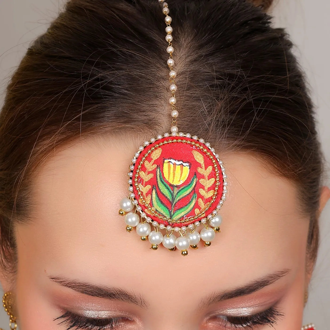 Adhira Traditional Multi Color Hand Painted (Maang tikka) HP-MT-001 - KHOJ.CITY