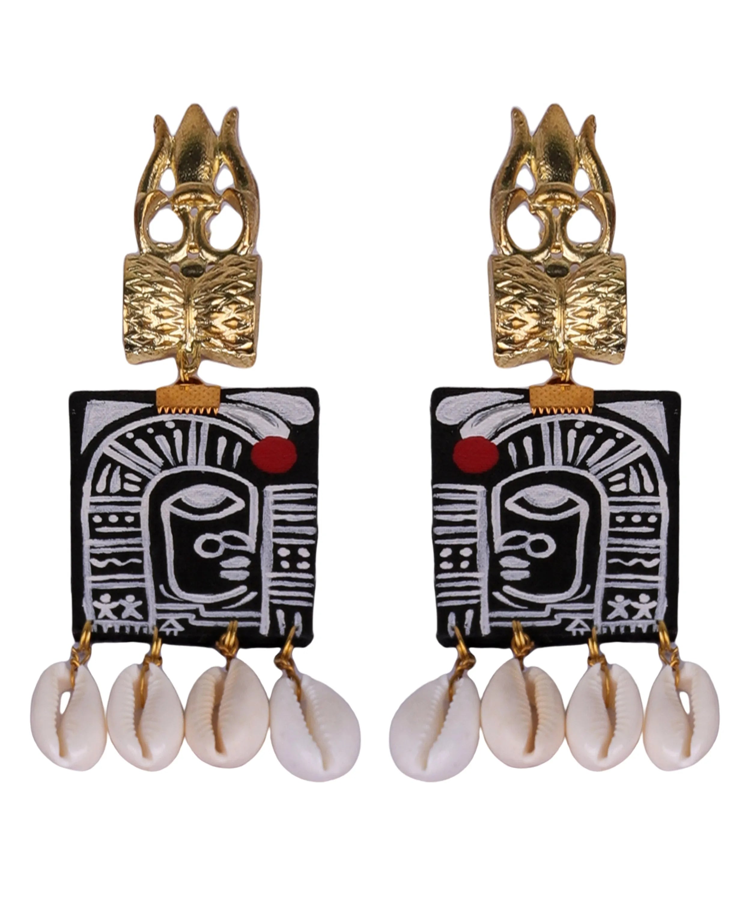 Adishakti Traditional Multi Color Hand Painted Drop (Earrings) HP-ER-007 - KHOJ.CITY