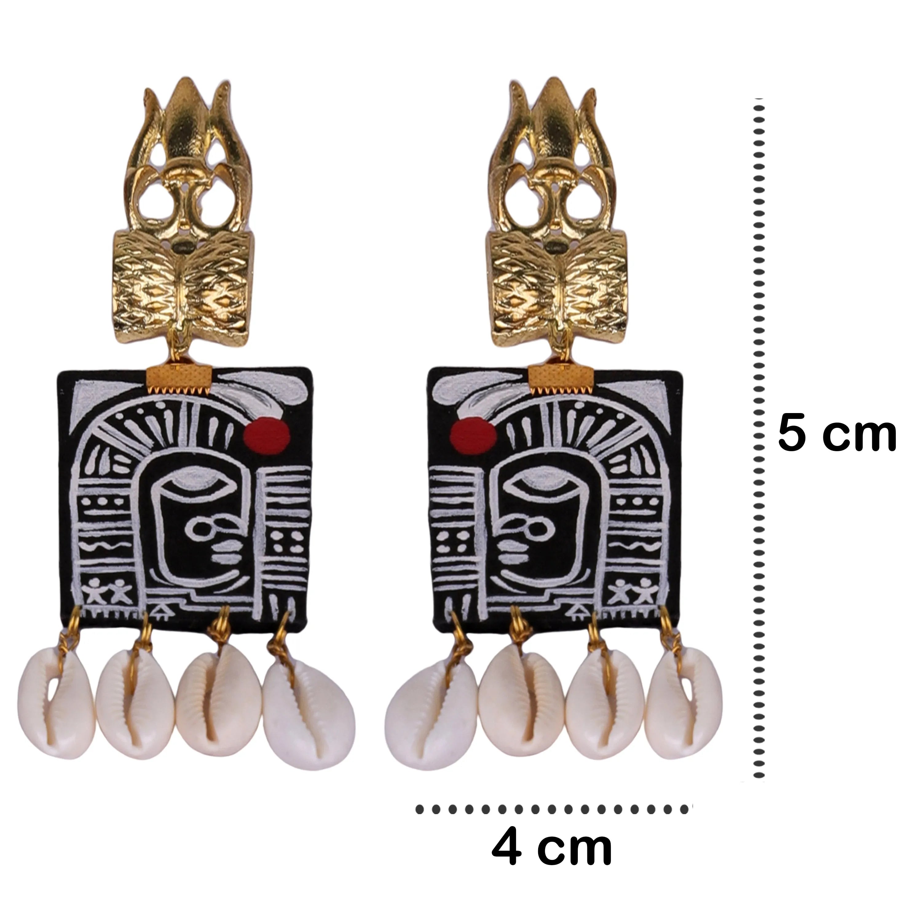 Adishakti Traditional Multi Color Hand Painted Drop (Earrings) HP-ER-007 - KHOJ.CITY