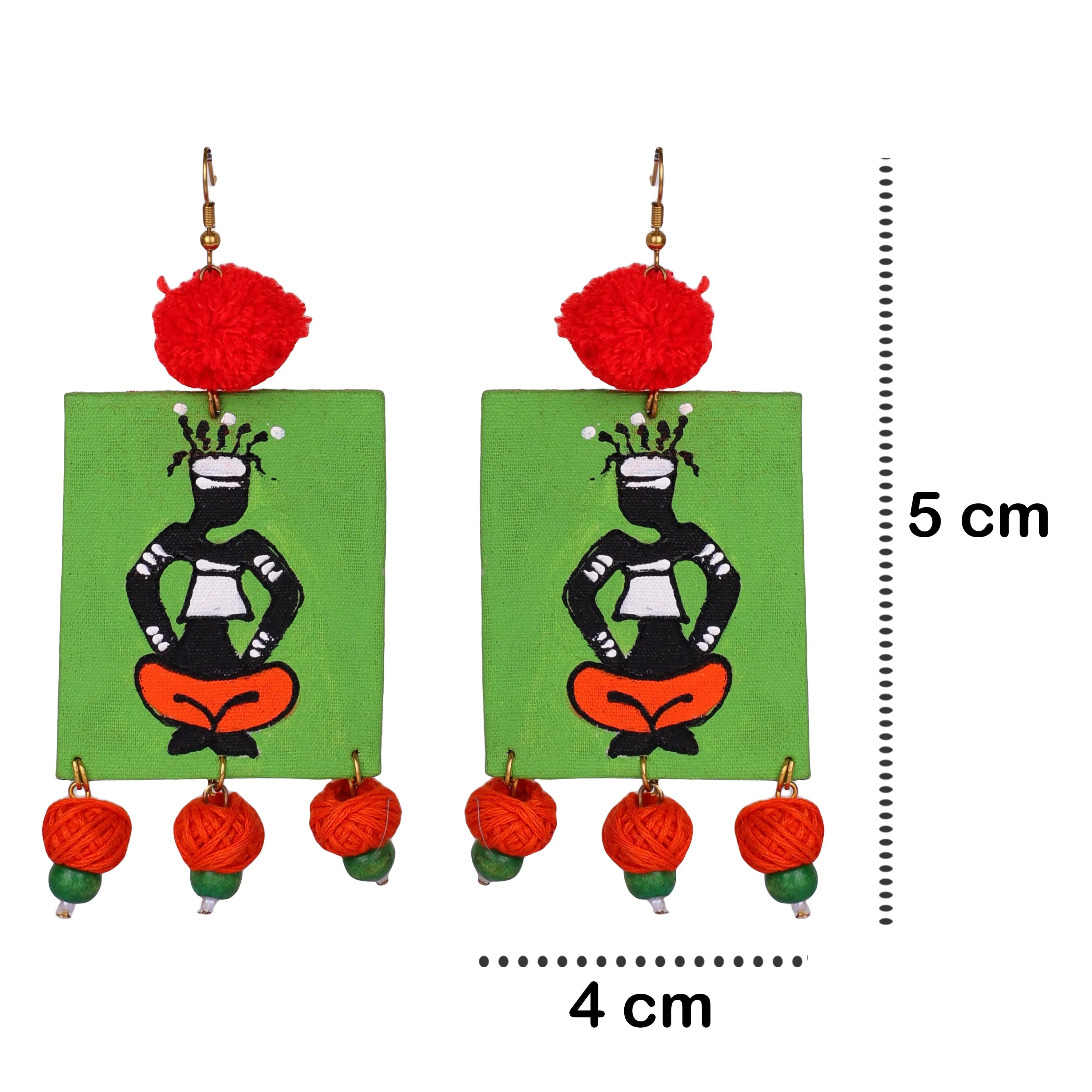 Akina Momma Modern Multi Color Hand Painted Drop (Earrings) HP-ER-008 - KHOJ.CITY