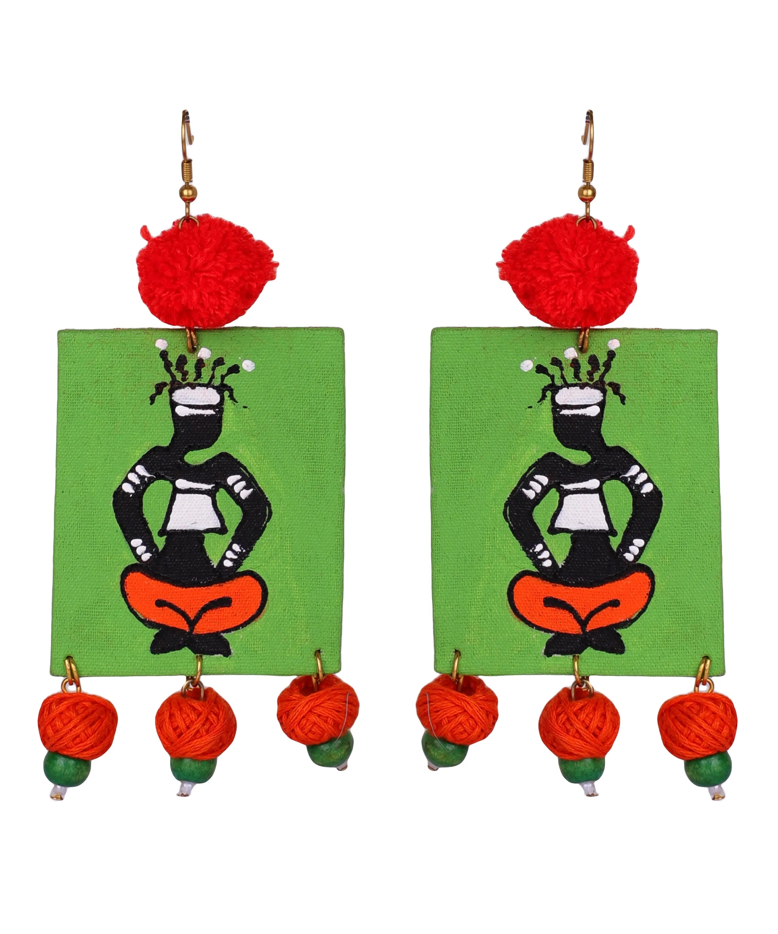 Akina Momma Modern Multi Color Hand Painted Drop (Earrings) HP-ER-008 - KHOJ.CITY