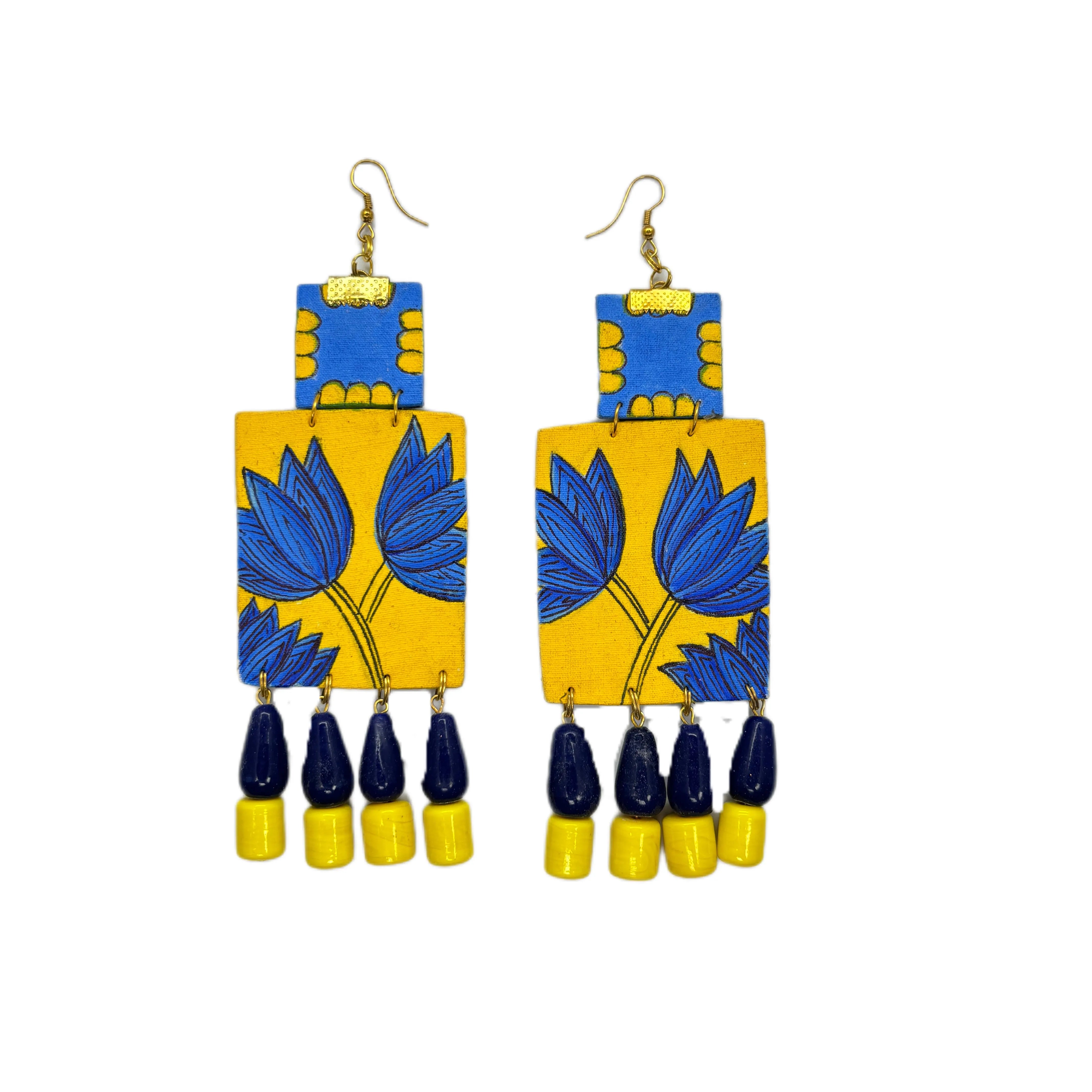 Alyssa Traditional Multi Color Hand Painted Drop (Earrings) HP-ER-009 - KHOJ.CITY