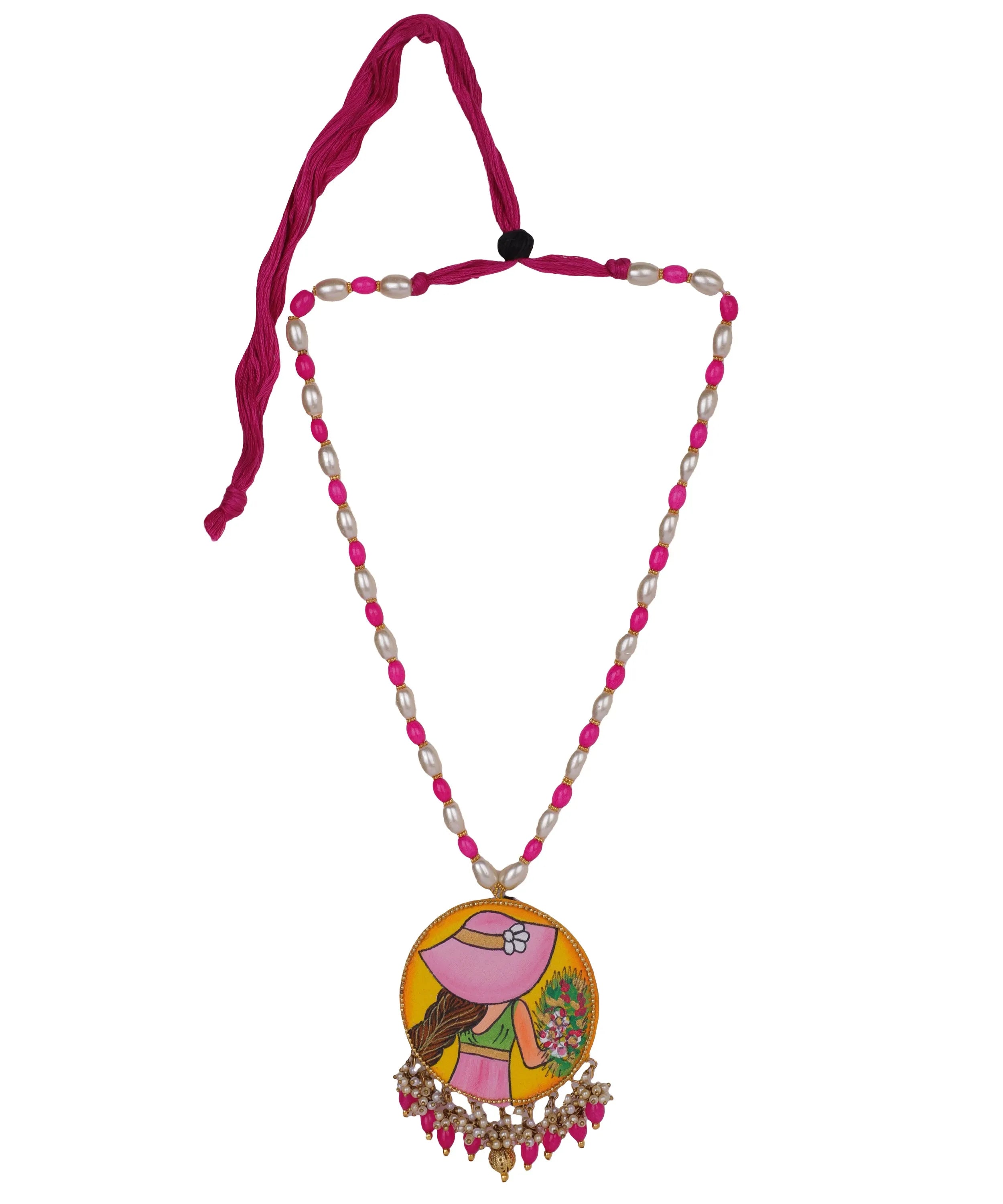 Alzena Classic Haldi Yellow Hand Painted (Necklace) HP-NP-005 - KHOJ.CITY