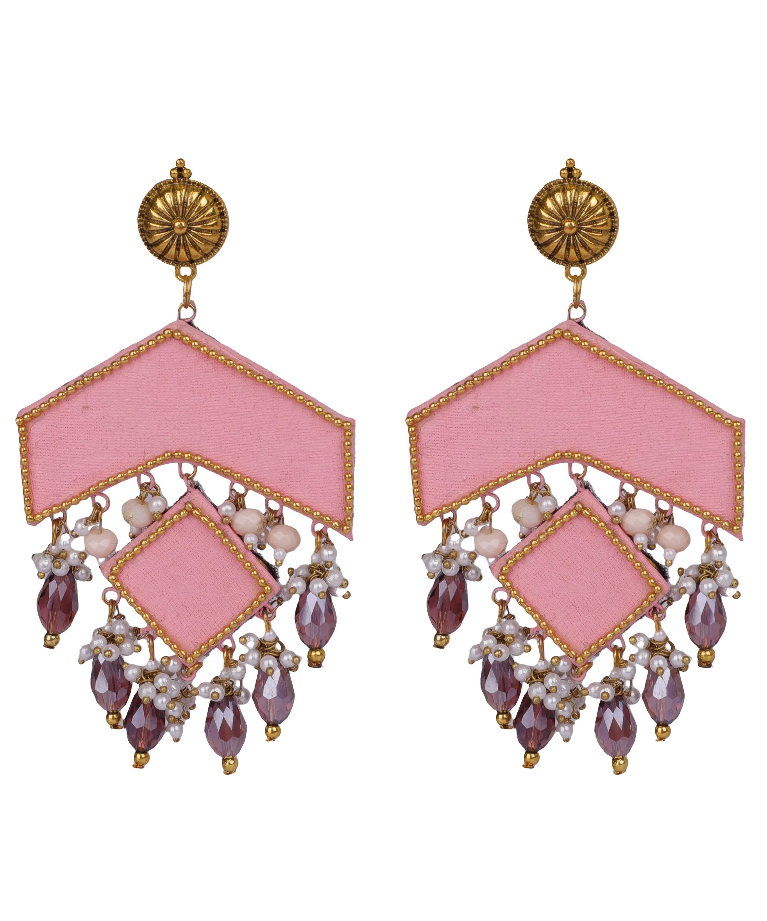 Amant Bohemian Pink Hand Painted Drop (Earrings) HP-ER-011 - KHOJ.CITY