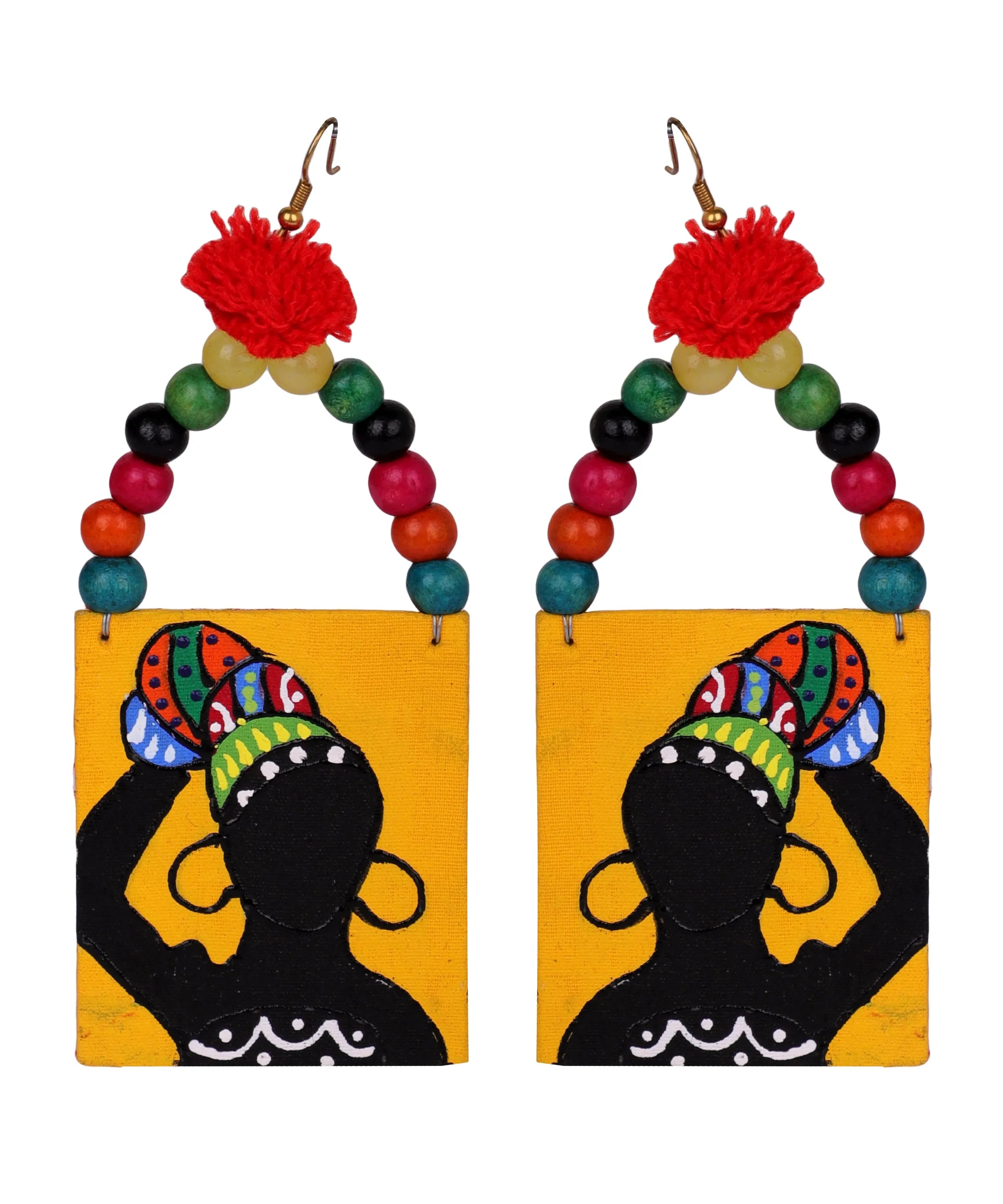 Amari Modern Multi Color Hand Painted Drop (Earrings) HP-ER-012 - KHOJ.CITY