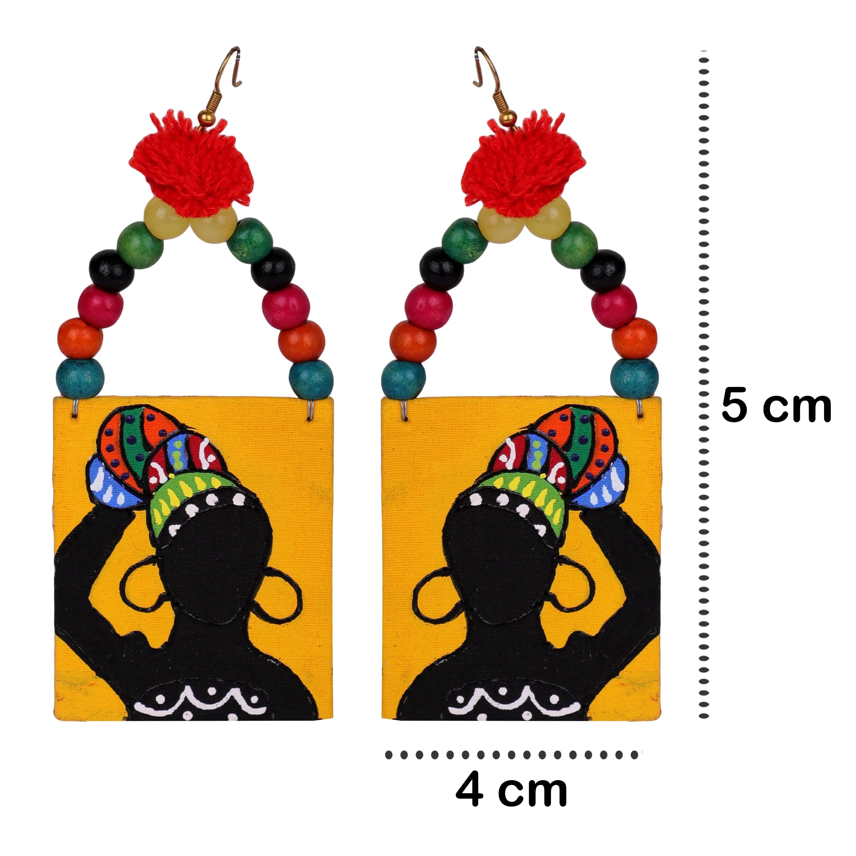 Amari Modern Multi Color Hand Painted Drop (Earrings) HP-ER-012 - KHOJ.CITY