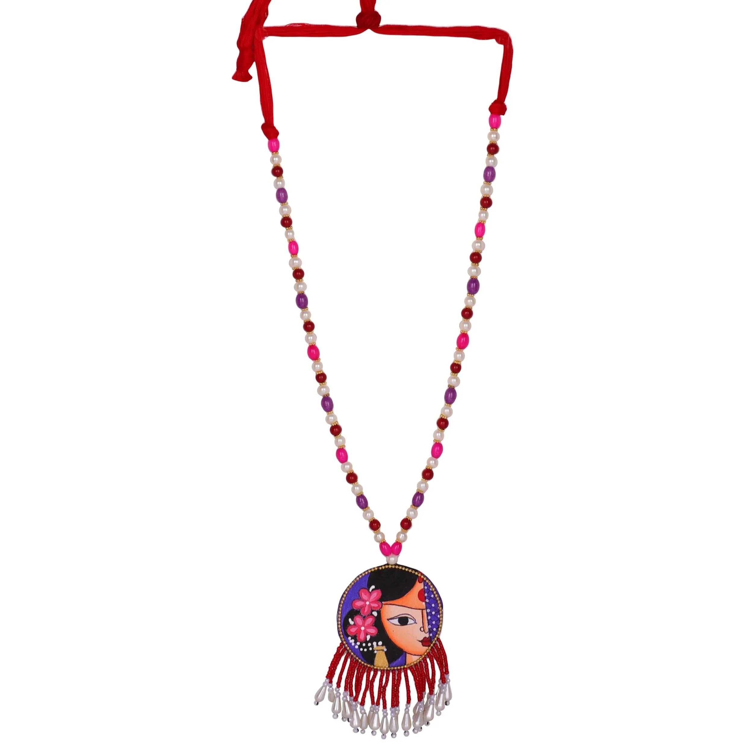 Amyah Bohemian Multi Color Hand Painted (Necklace) HP-NP-172 - KHOJ.CITY