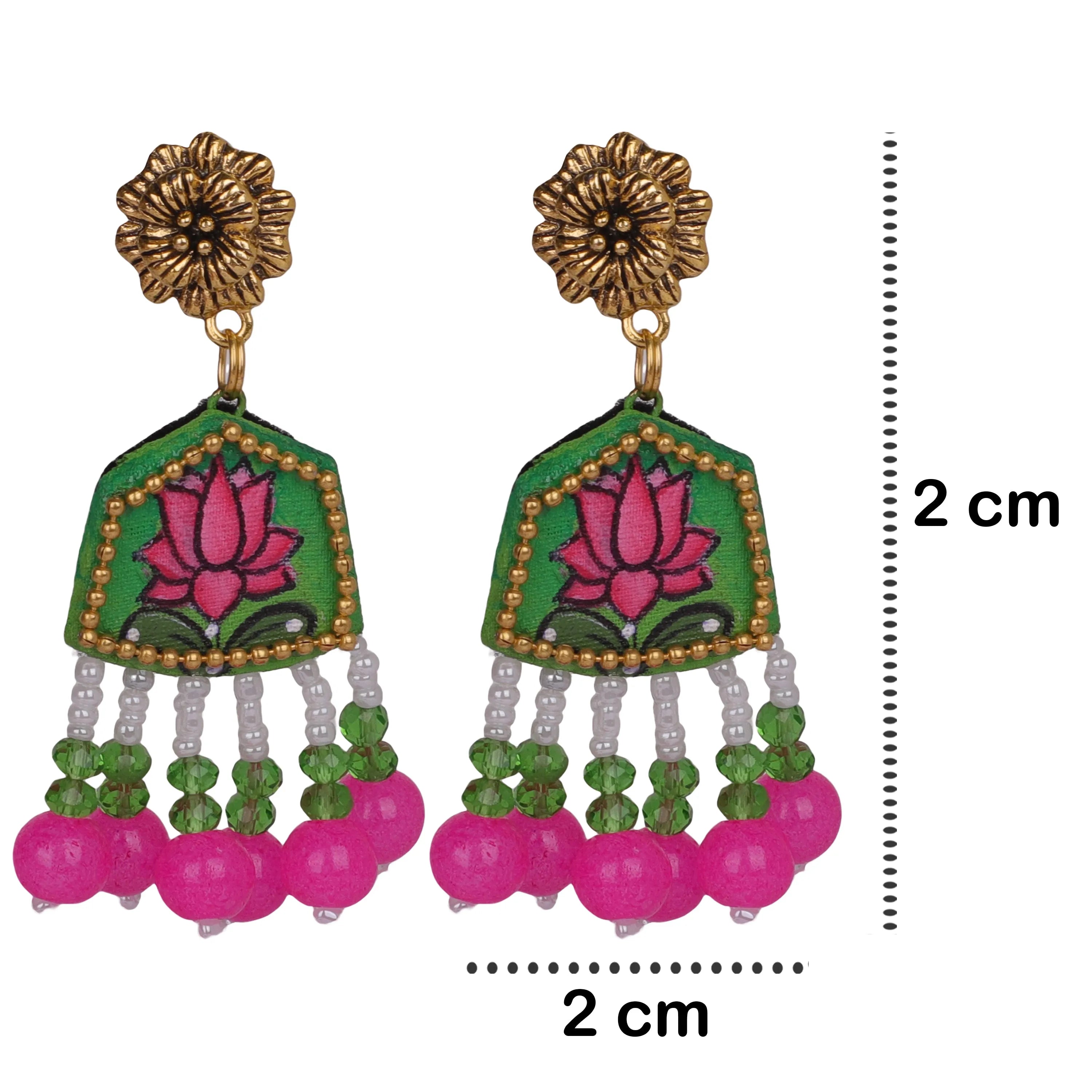 Amyra Traditional Multi Color Hand Painted Drop (Earrings) HP-ER-015 - KHOJ.CITY