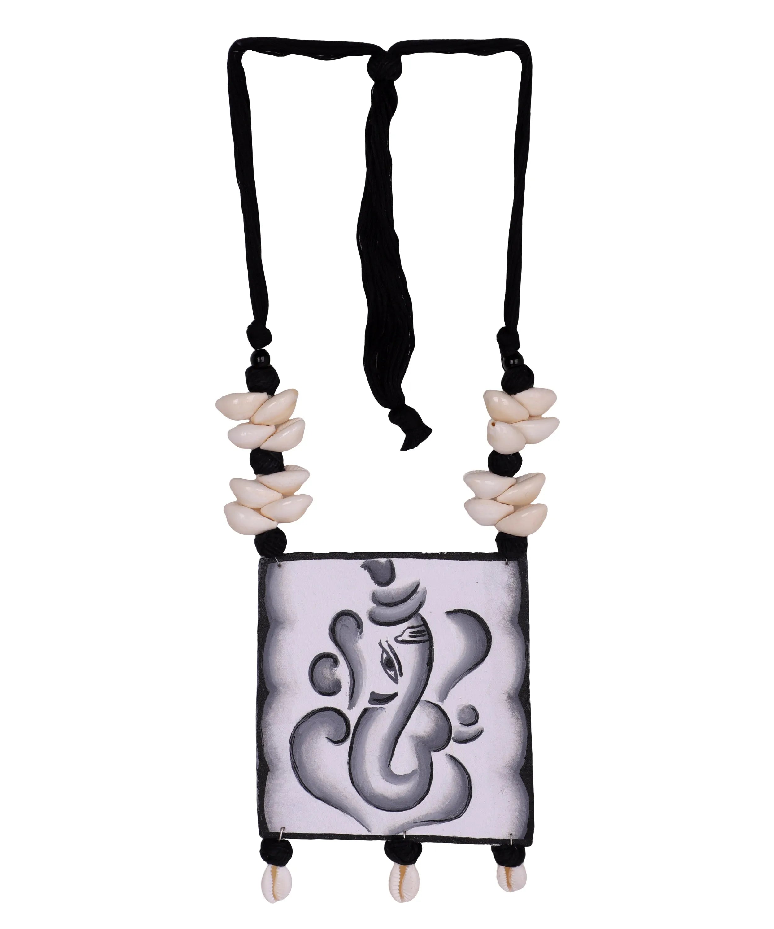 Anav Mumbai Cha Ganesha Traditional Multi Color Hand Painted (Necklace) HP-NP-137 - KHOJ.CITY