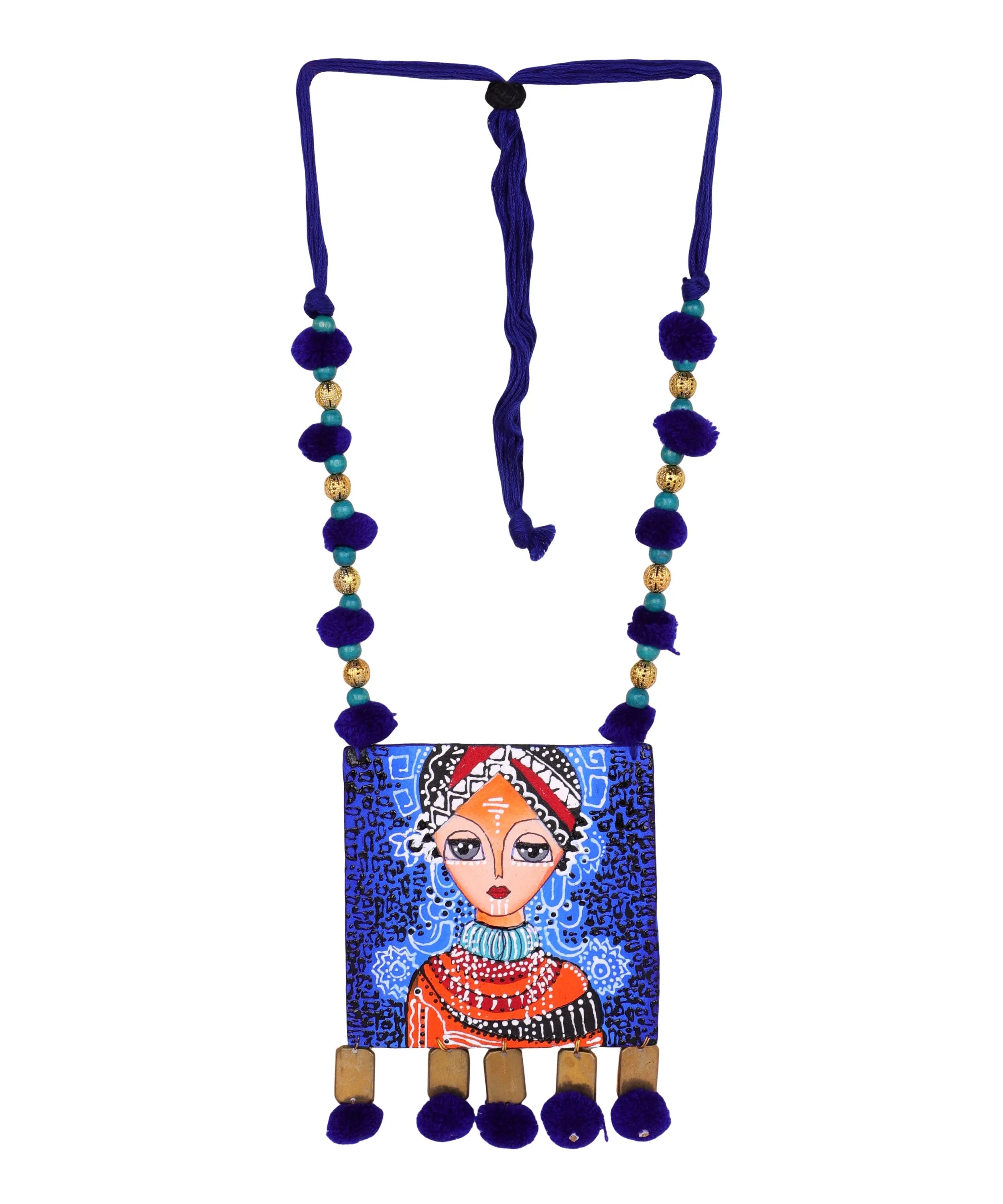 Aqua Marina Classic Multi Color Hand Painted (Necklace) HP-NP-120 - KHOJ.CITY