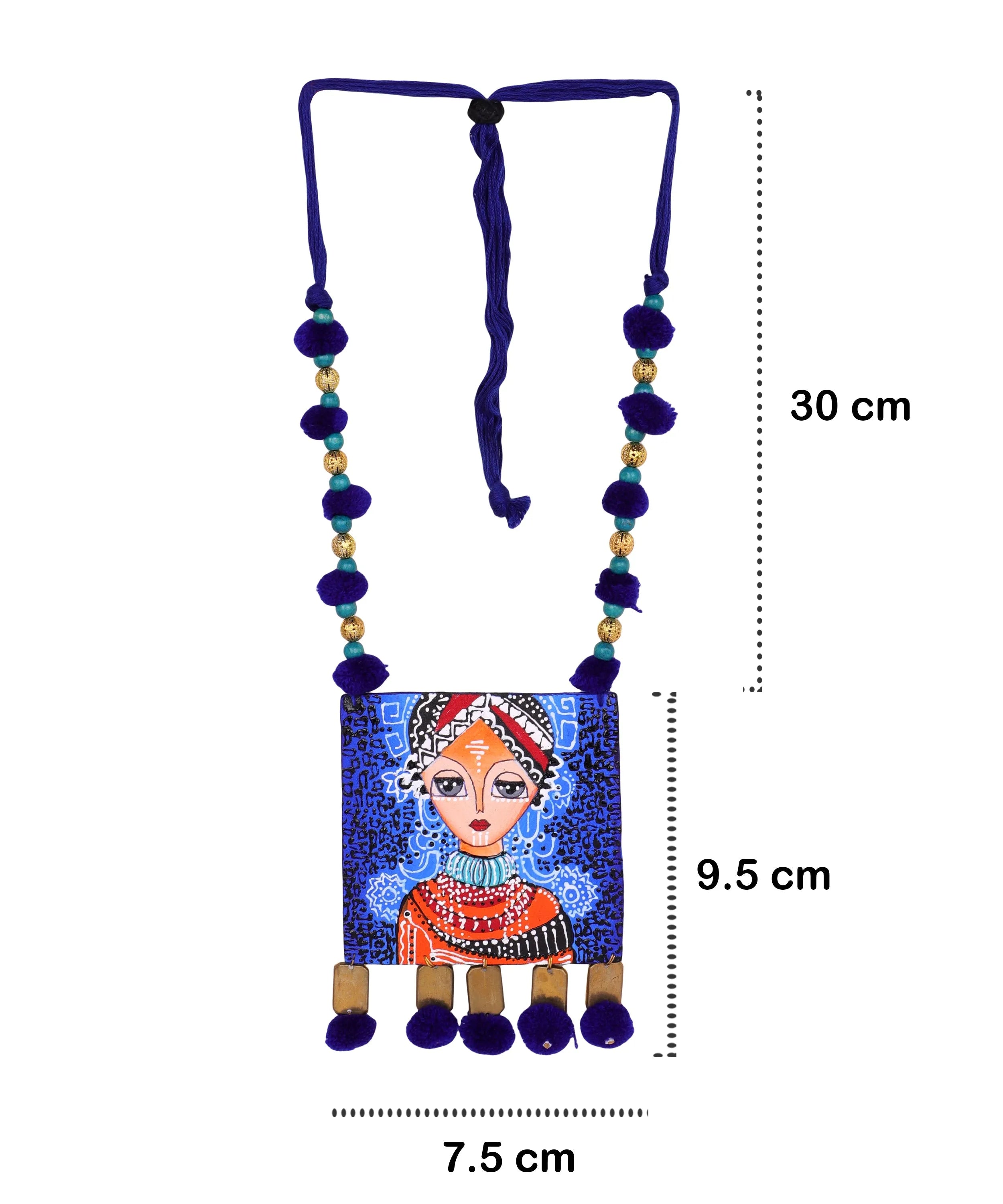 Aqua Marina Classic Multi Color Hand Painted (Necklace) HP-NP-120 - KHOJ.CITY