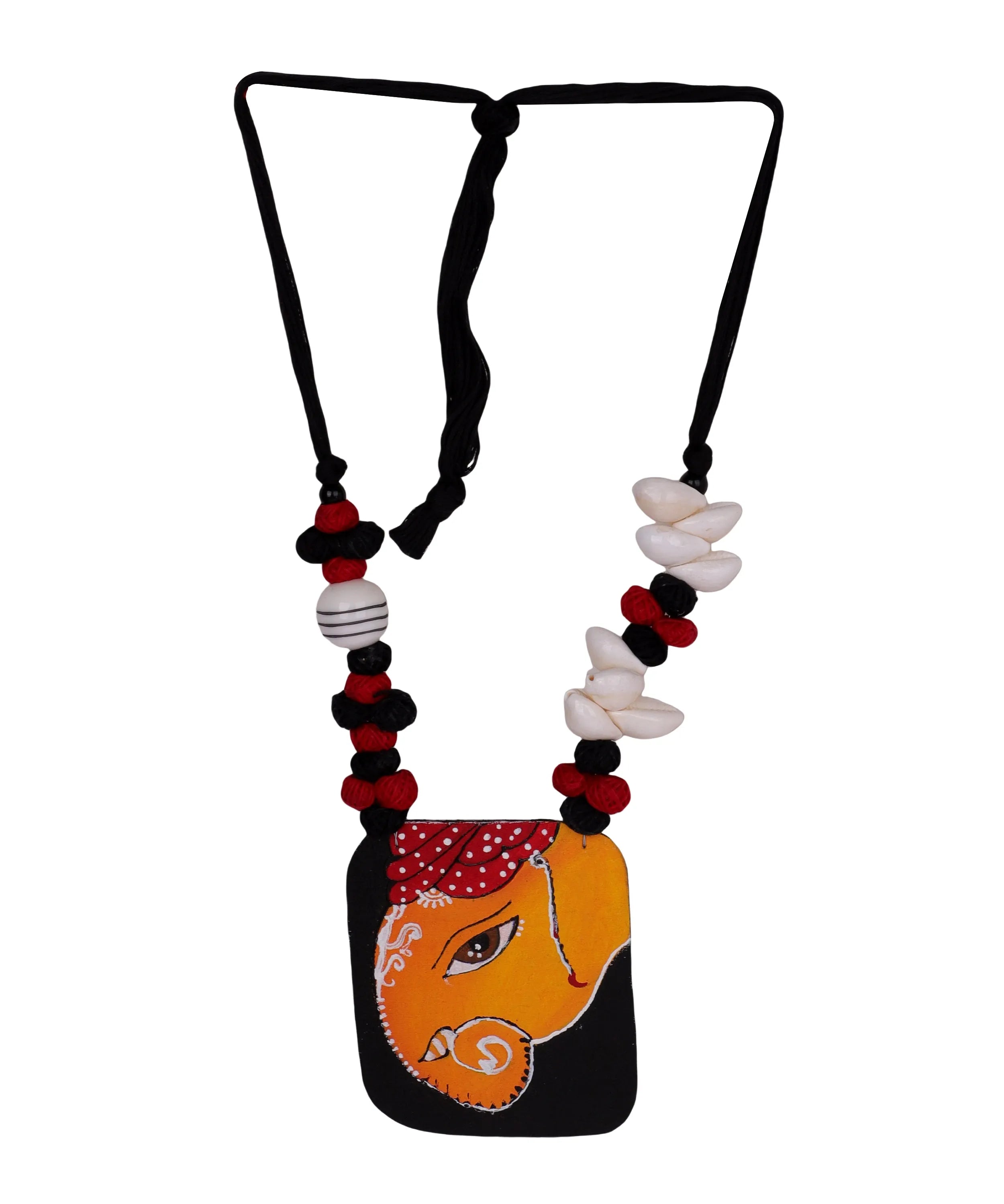 Avnish Mumbai Cha Ganesha Traditional Multi Color Hand Painted (Necklace Set) HP-NP-138 - KHOJ.CITY