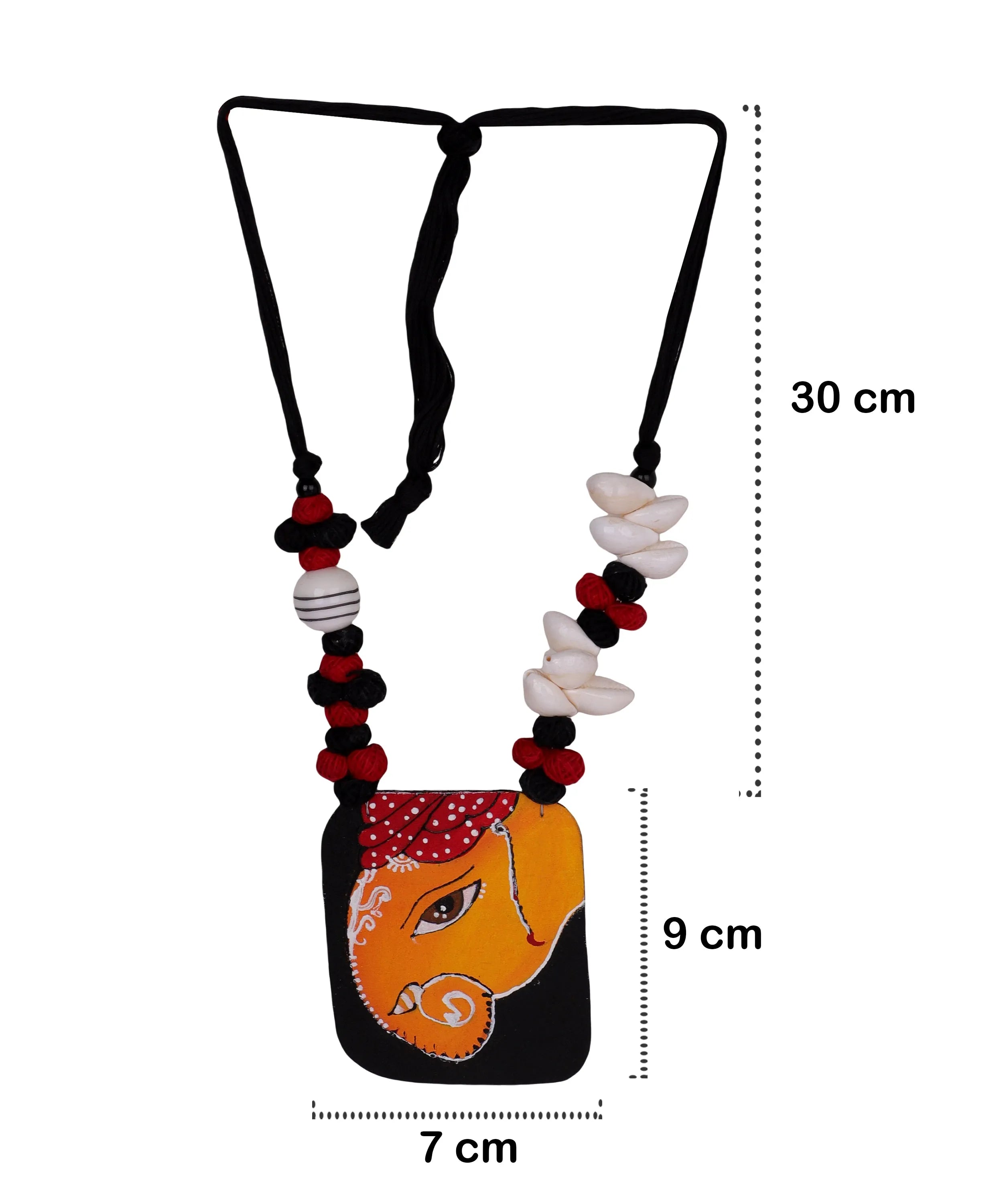 Avnish Mumbai Cha Ganesha Traditional Multi Color Hand Painted (Necklace Set) HP-NP-138 - KHOJ.CITY