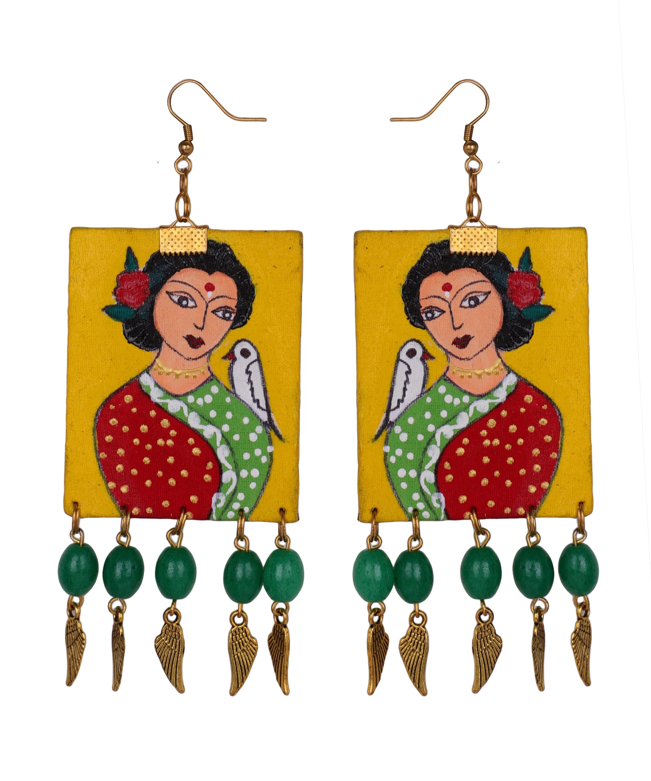 Bhaumi Traditional Multi Color Hand Painted Drop (Earrings) HP-ER-020 - KHOJ.CITY
