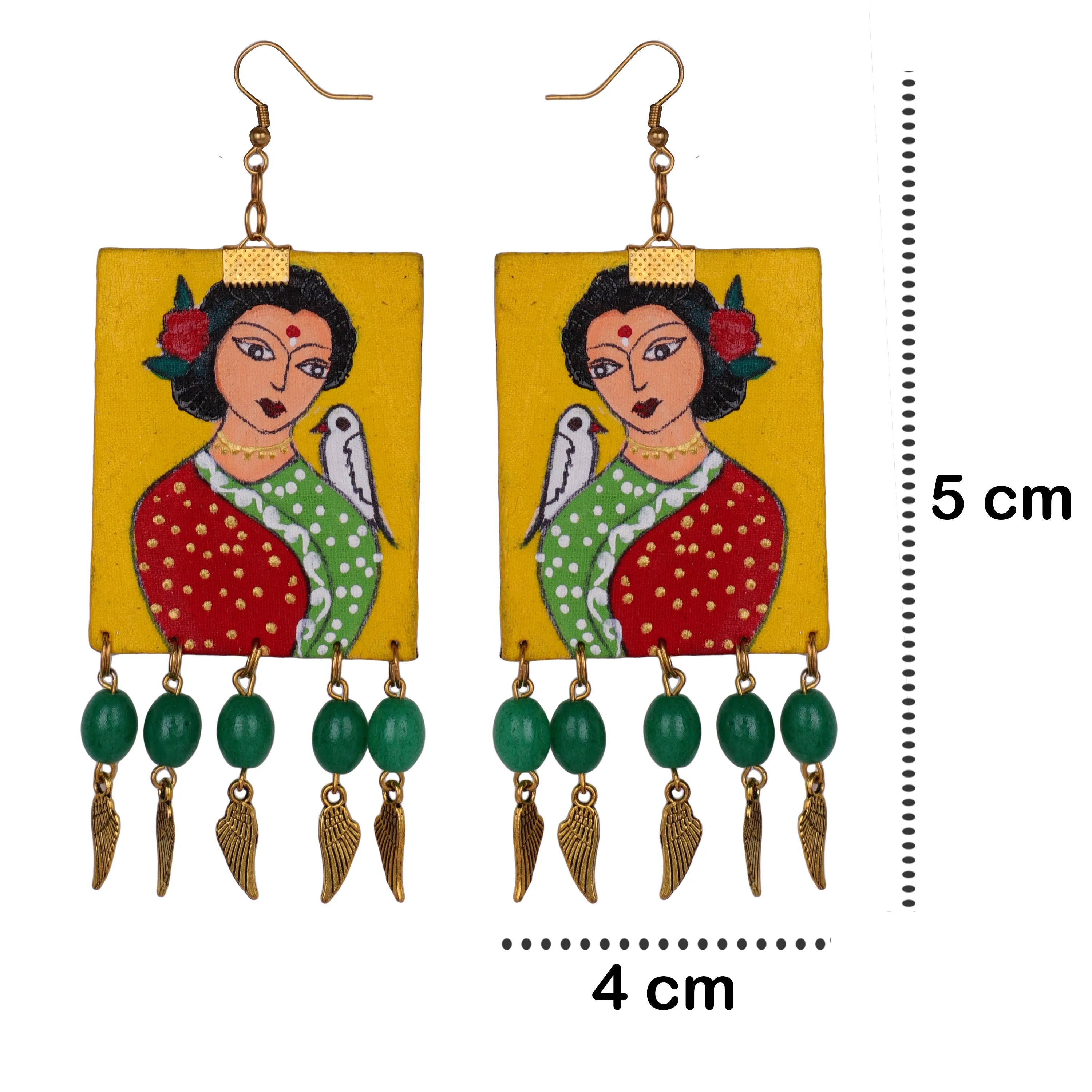 Bhaumi Traditional Multi Color Hand Painted Drop (Earrings) HP-ER-020 - KHOJ.CITY