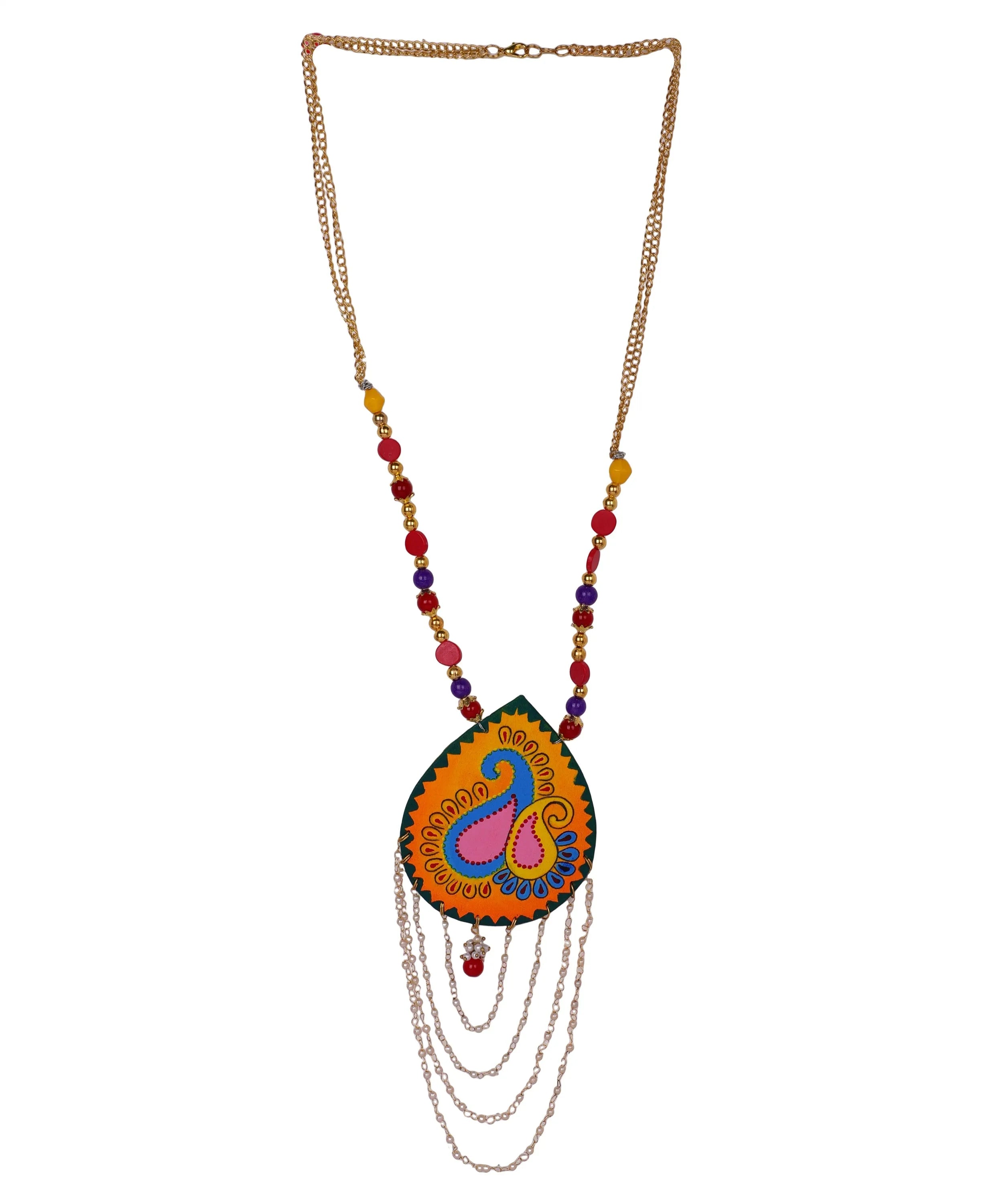 Bhavini Classic Multi Color Hand Painted (Necklace) HP-NP-008 - KHOJ.CITY
