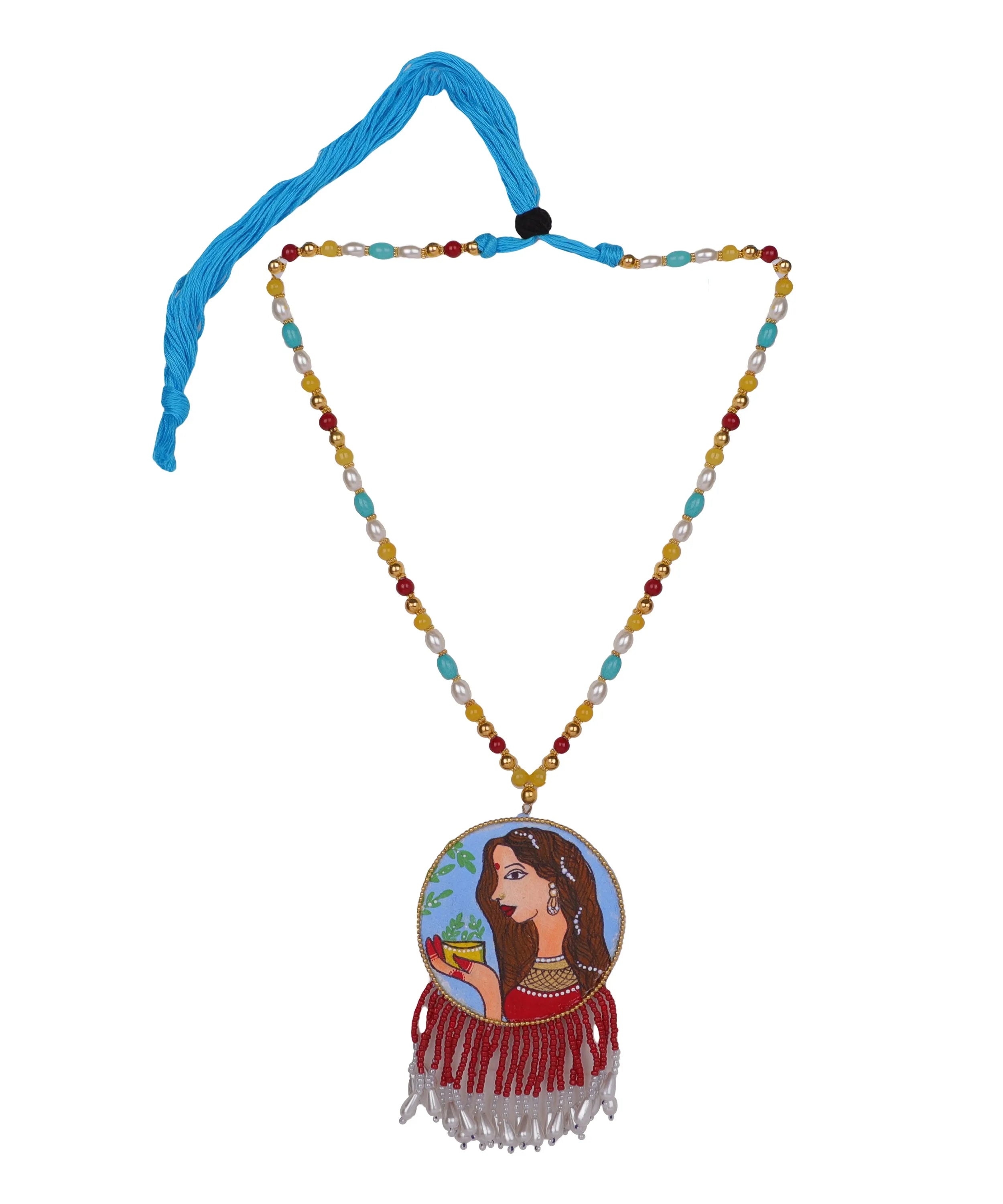 Bhoomi Classic Blue Hand Painted (Necklace Set) HP-NP-009 - KHOJ.CITY