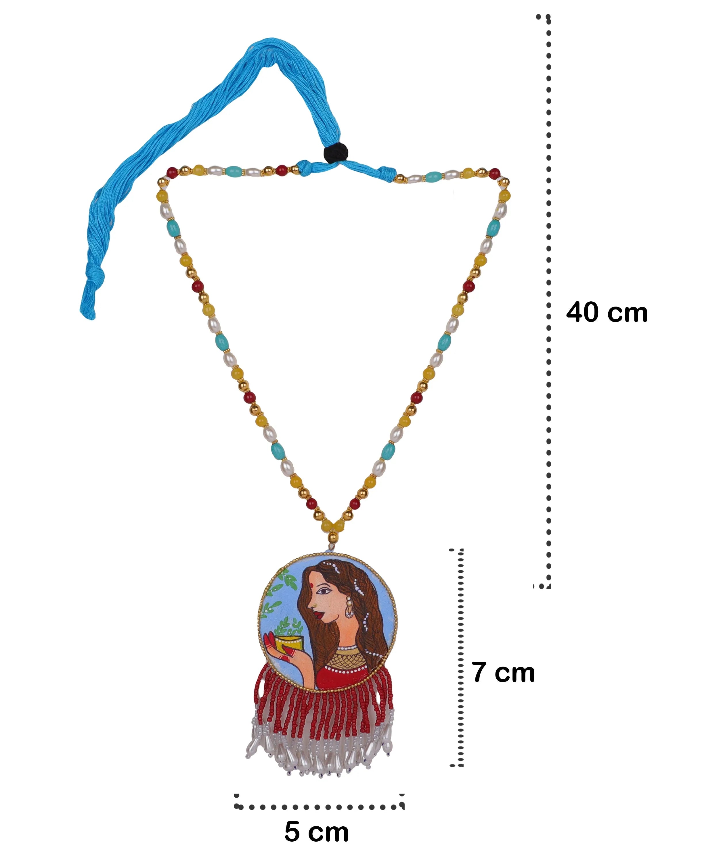 Bhoomi Classic Blue Hand Painted (Necklace Set) HP-NP-009 - KHOJ.CITY