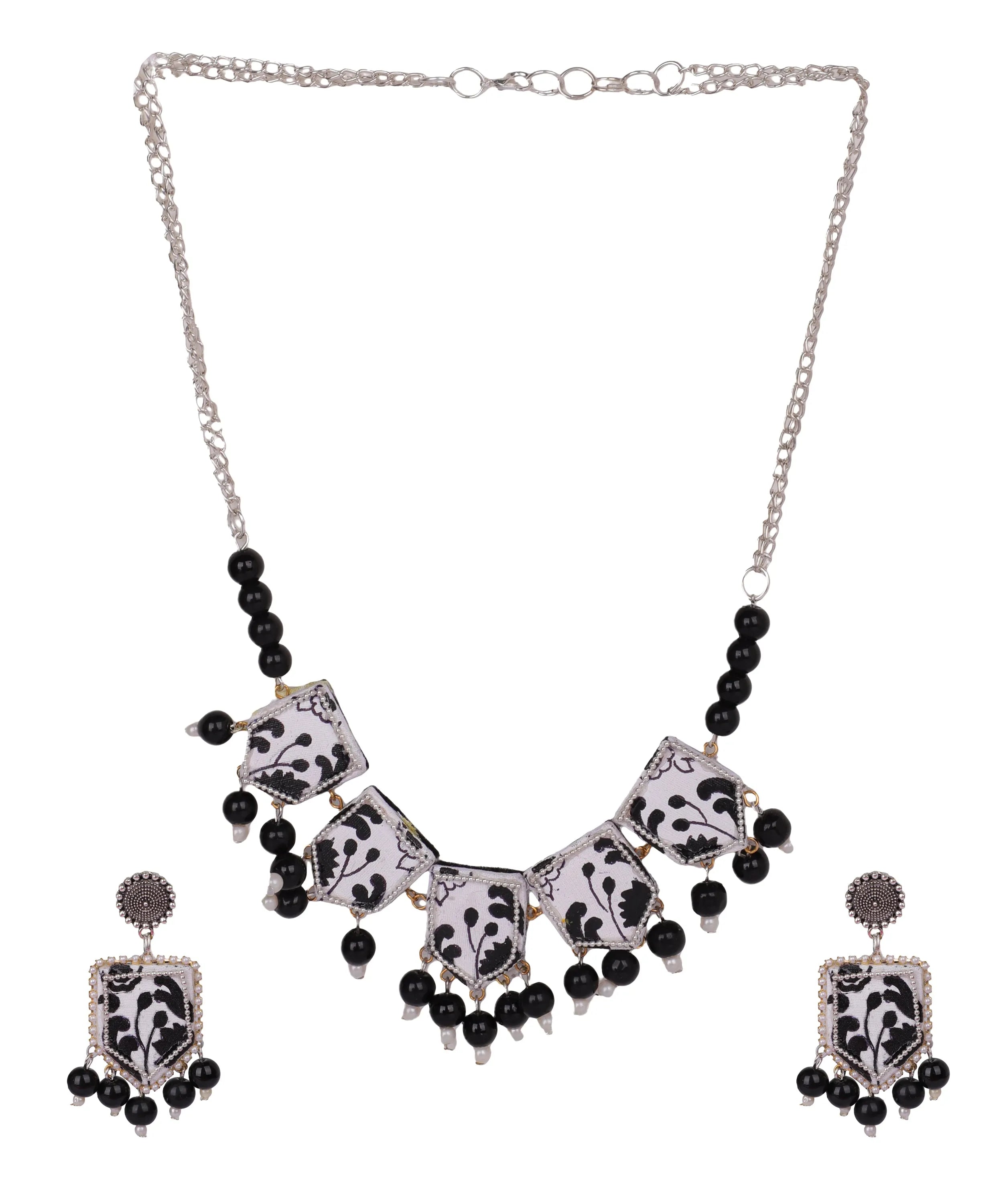 Black Leaves Classic Multi Color Hand Painted (Necklace / Choker Set) HP-NP-181 - KHOJ.CITY