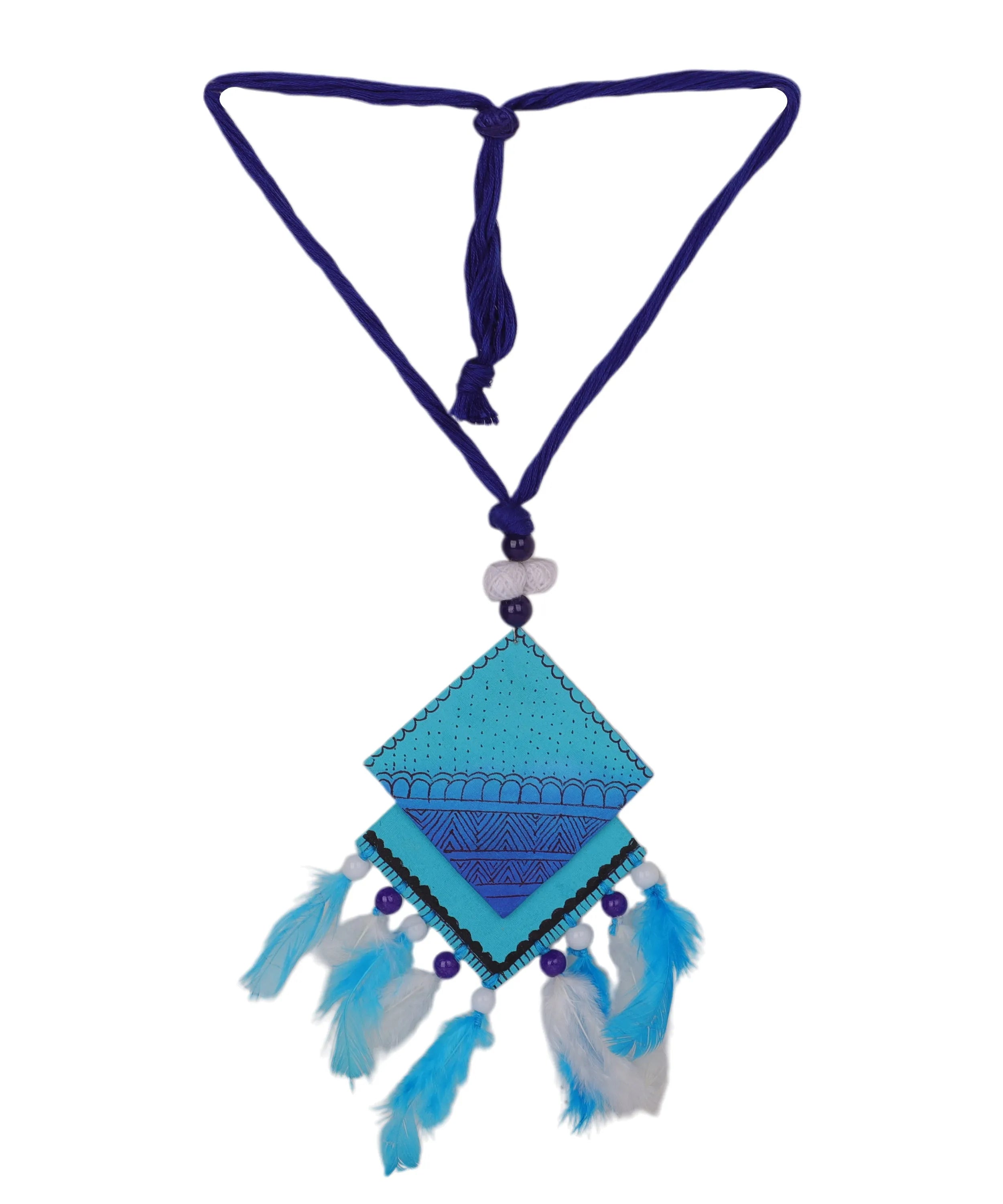 Bleu Plumage Bohemian Multi Color Hand Painted (Necklace) HP-NP-010 - KHOJ.CITY