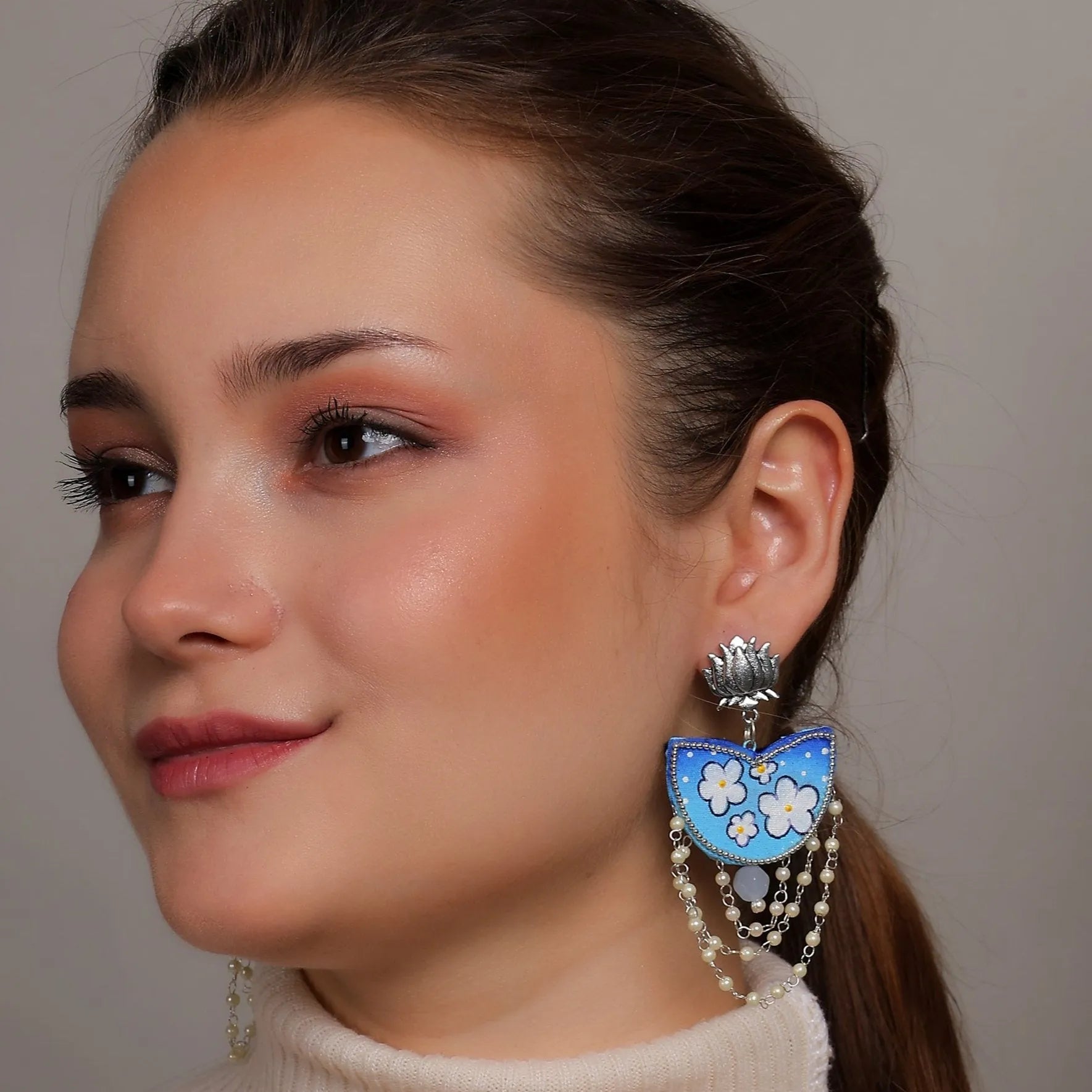 Blossom Traditional Multi Color Hand Painted Drop (Earrings) HP-ER-024 - KHOJ.CITY